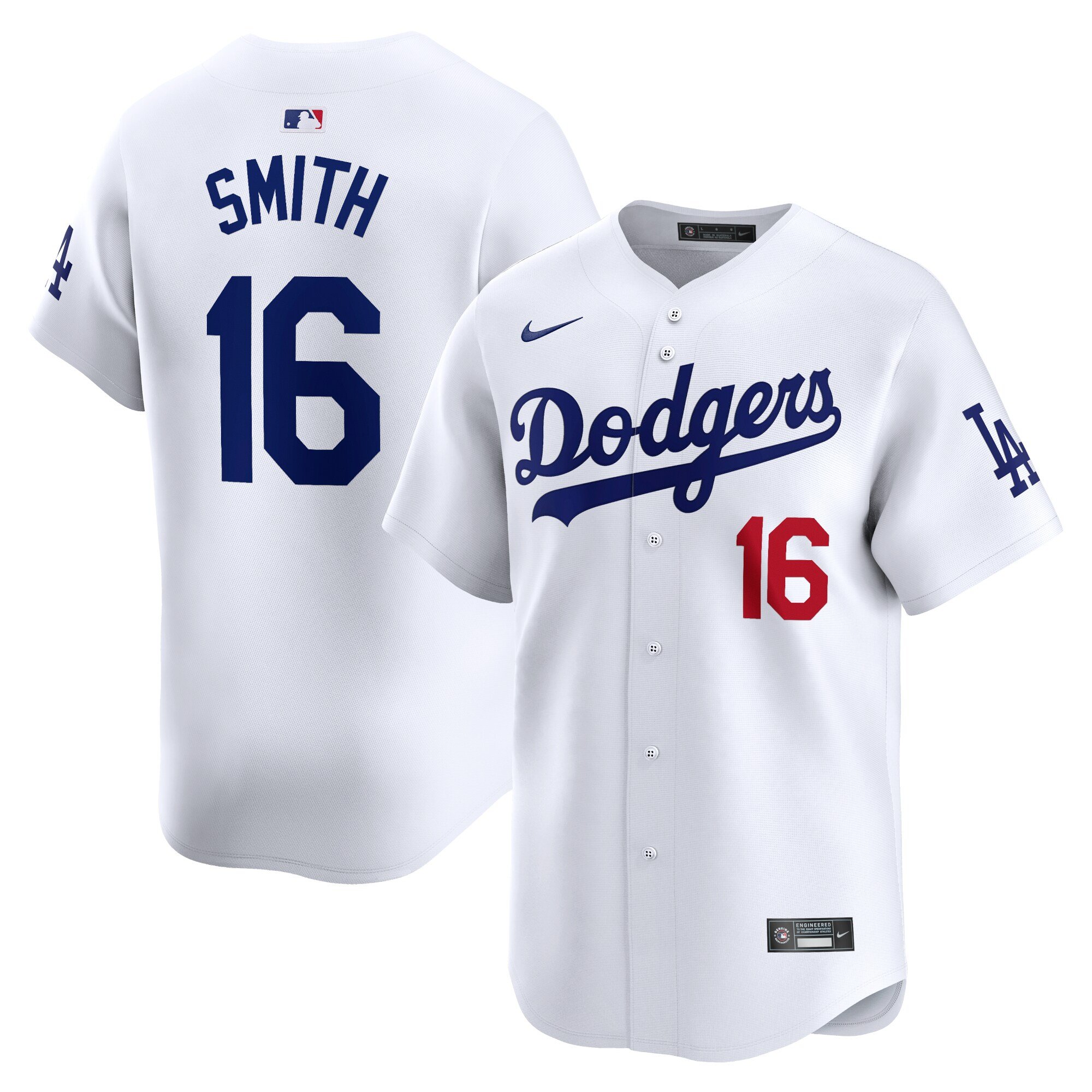 Men's Los Angeles Dodgers #16 Will Smith  White Home Limited Player Jersey