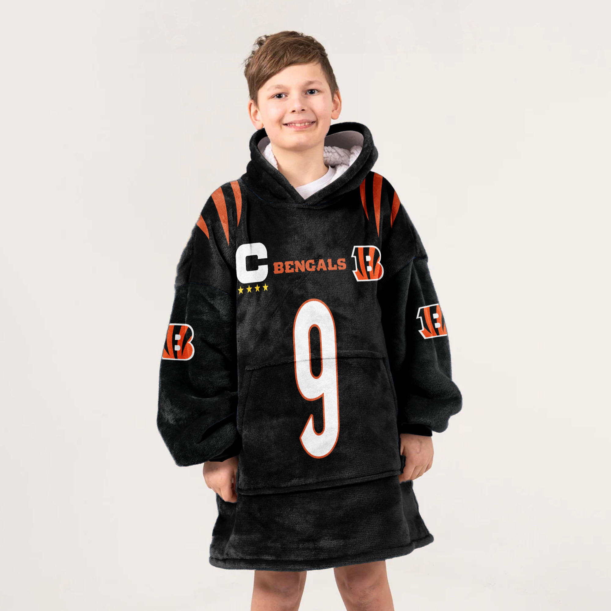 Adult Captain J.B 9 Cincinnati Football Unisex Blanket Hoodie