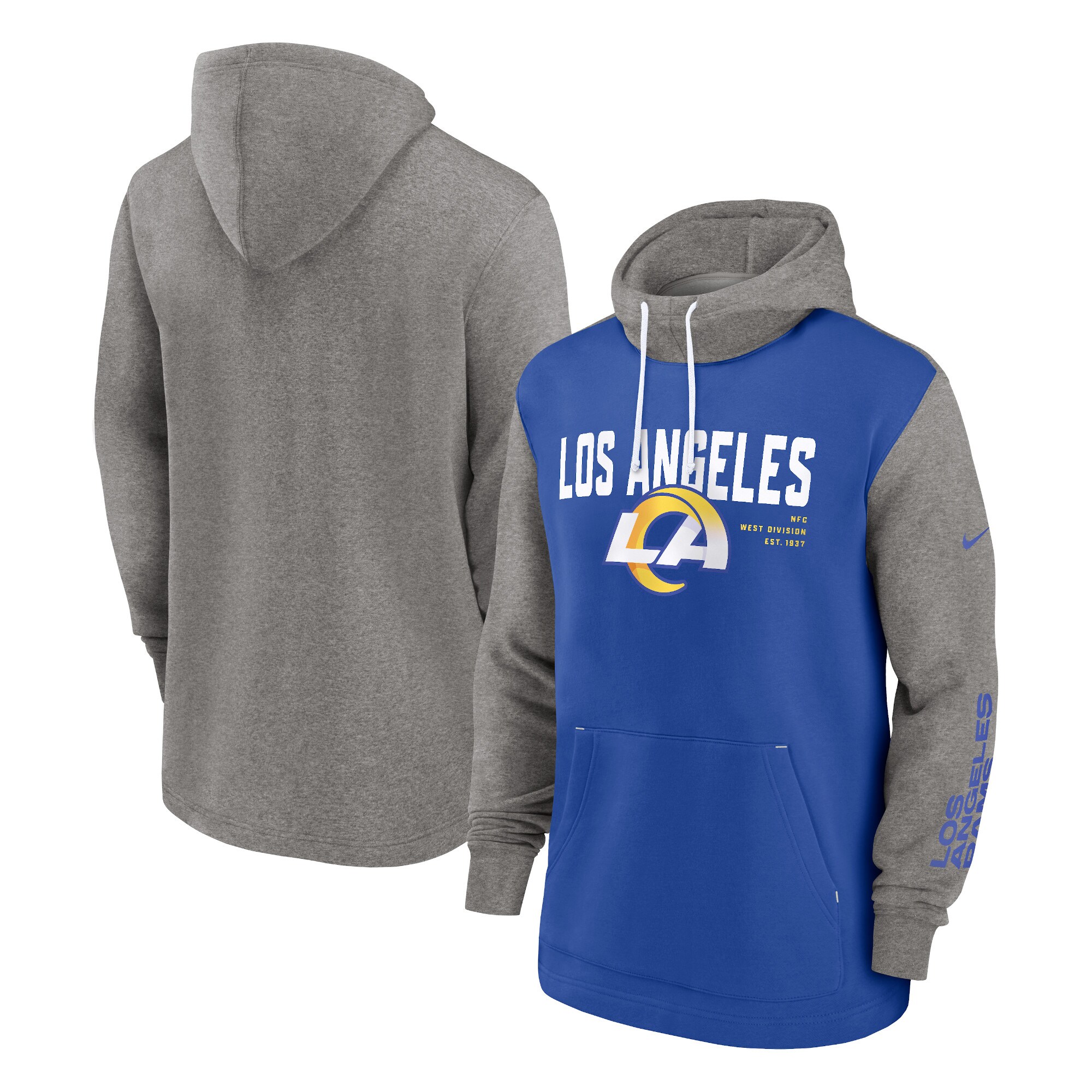 Los Angeles Rams Fashion Color Block Pullover Hoodie - Royal