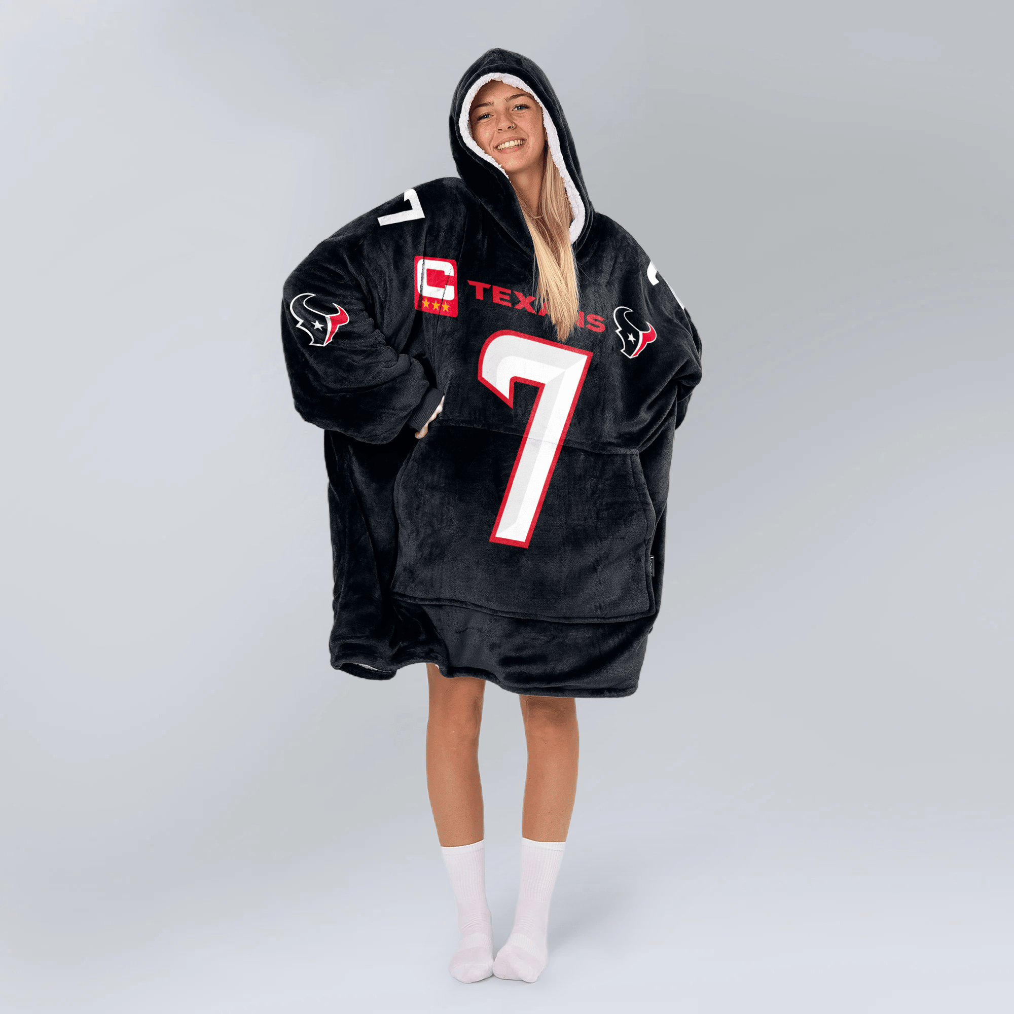 Adult C.J.S 7 Captain Houston Football Unisex Blanket Hoodie