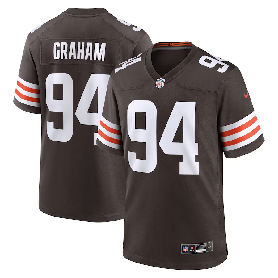 Men's Mason Graham #94 Brown Cleveland Browns 2025 NFL Draft First Round Pick Game Jersey