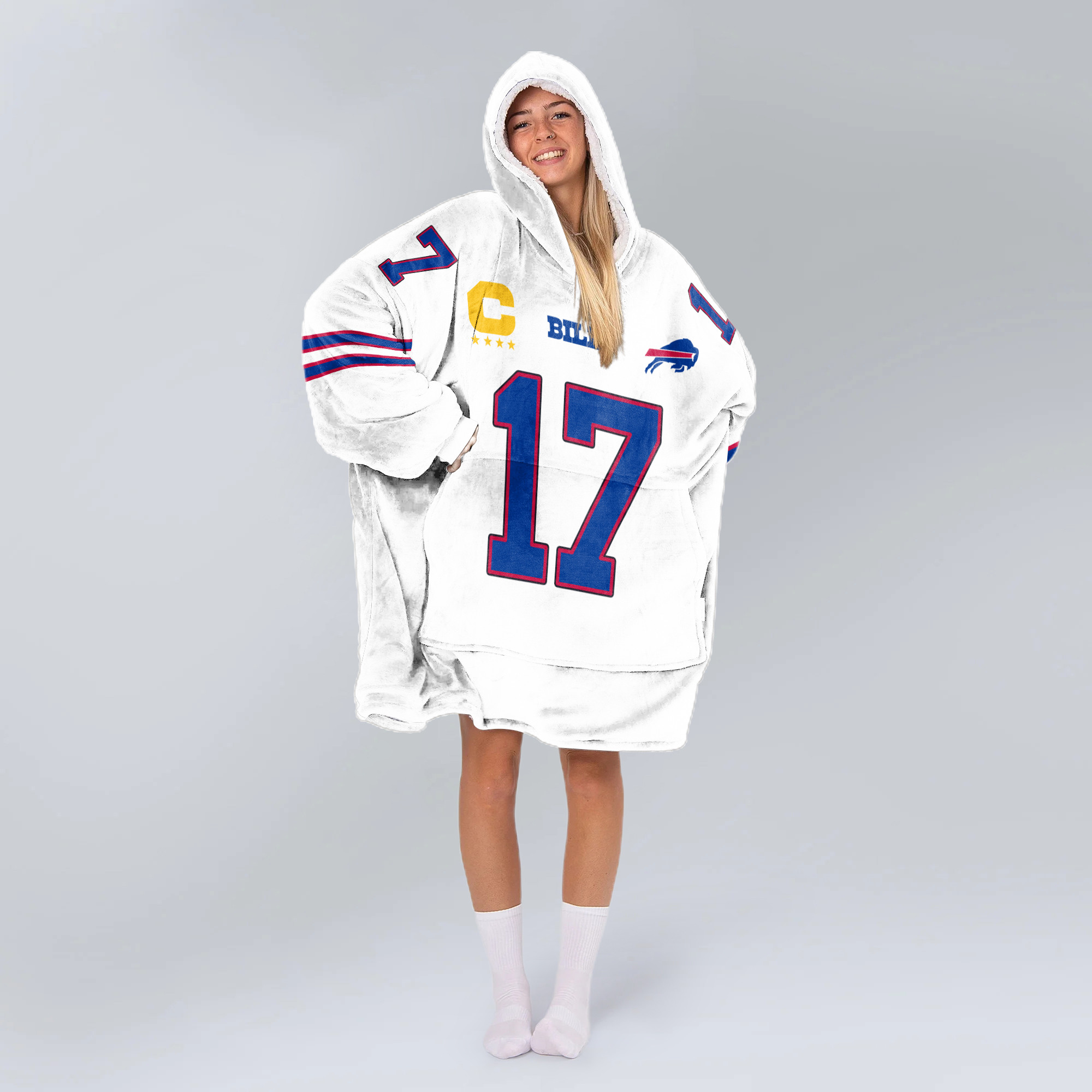 Adult Captain J.A 17 Buffalo Football Unisex Blanket Hoodie
