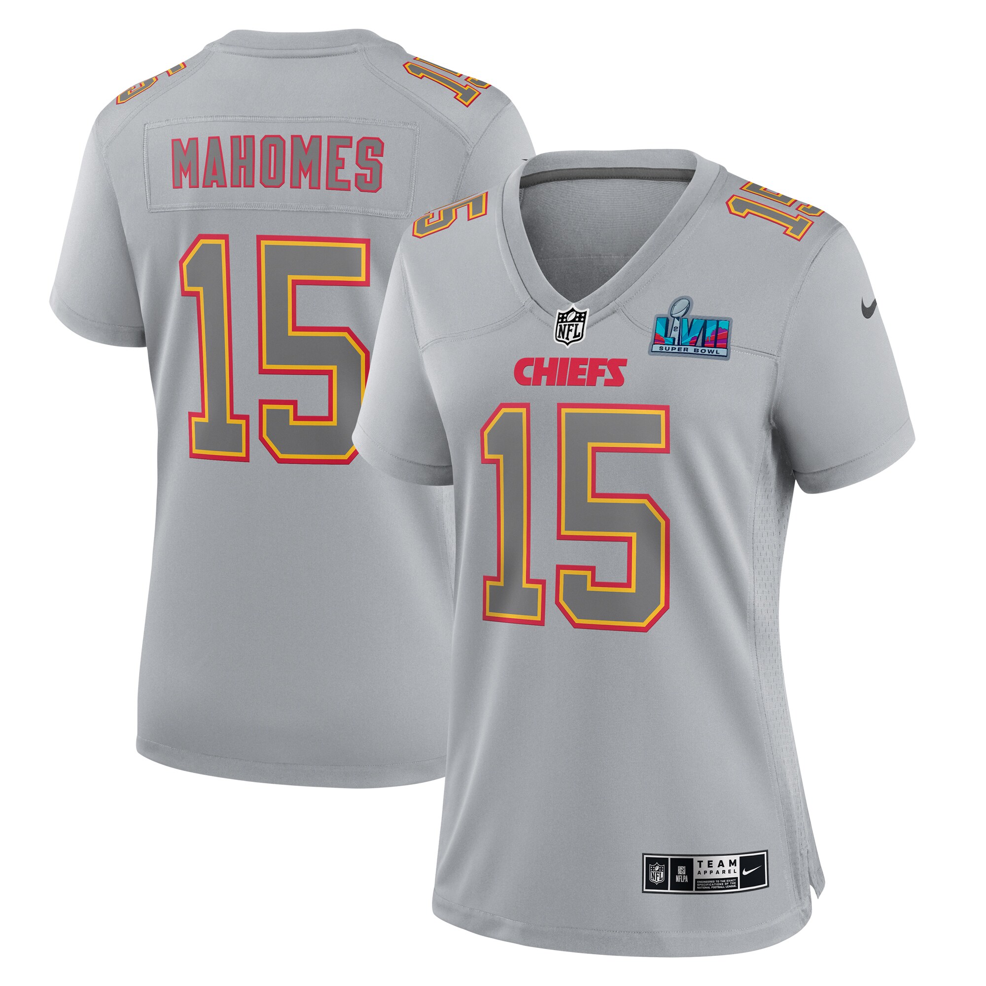 Patrick Mahomes Kansas City Chiefs  Women's Super Bowl LVII Patch Atmosphere Fashion Game Jersey - Gray