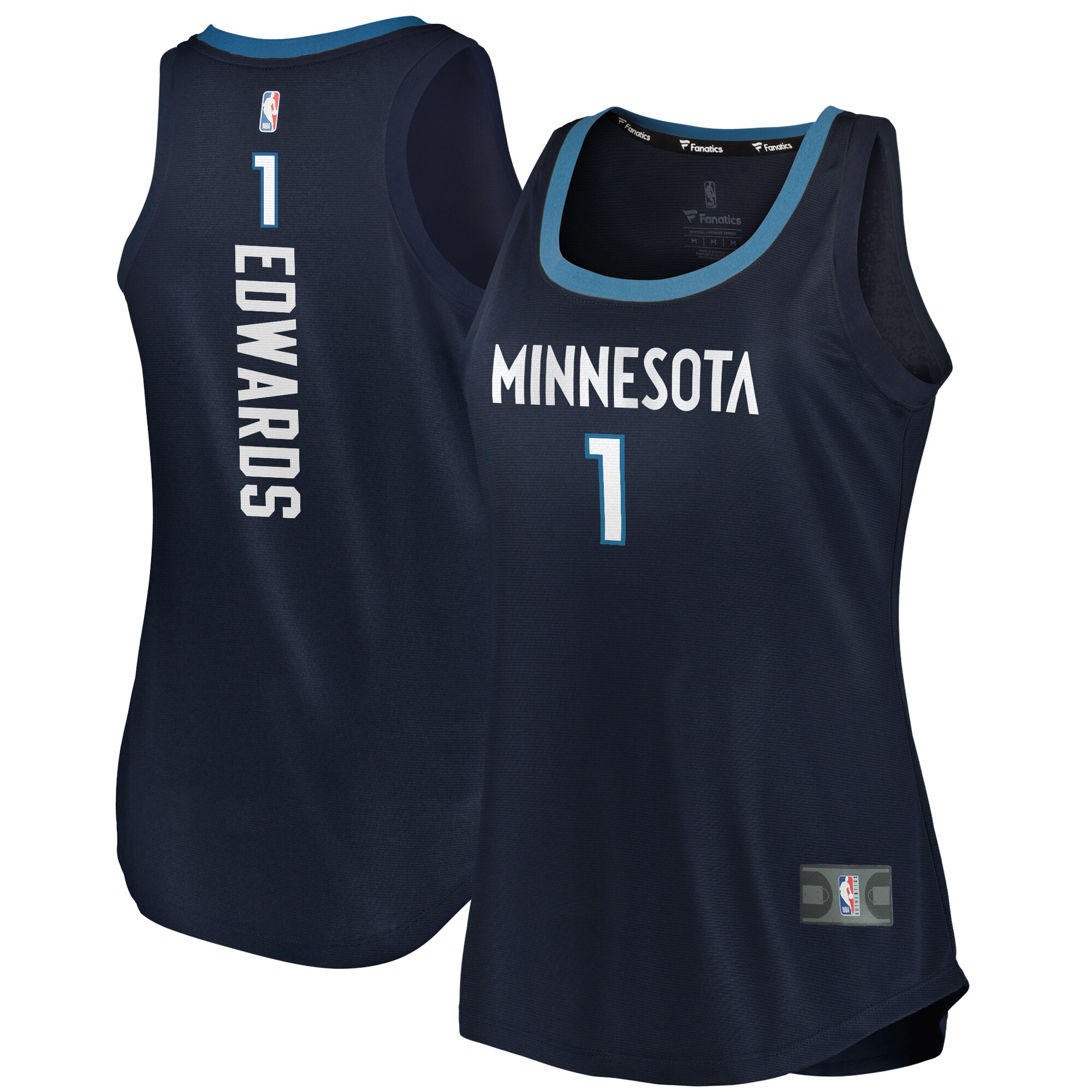 Anthony Edwards Minnesota Timberwolves  Women's 2021/22 Fast Break Tank Jersey - Icon Edition - Navy