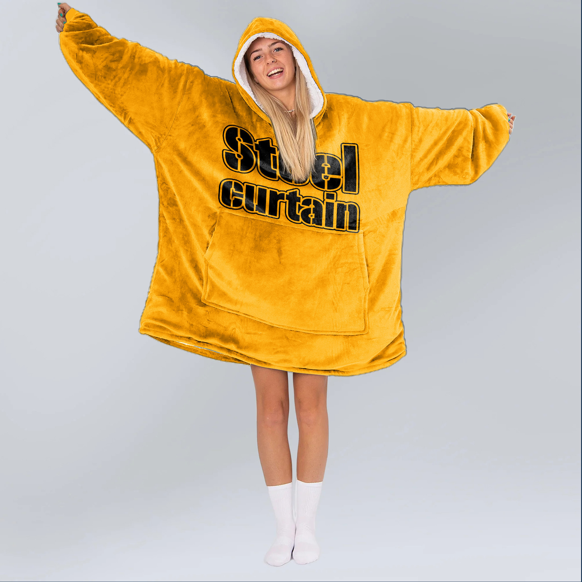 Adult Steel Curtain Pittsburgh Football Unisex Blanket Hoodie