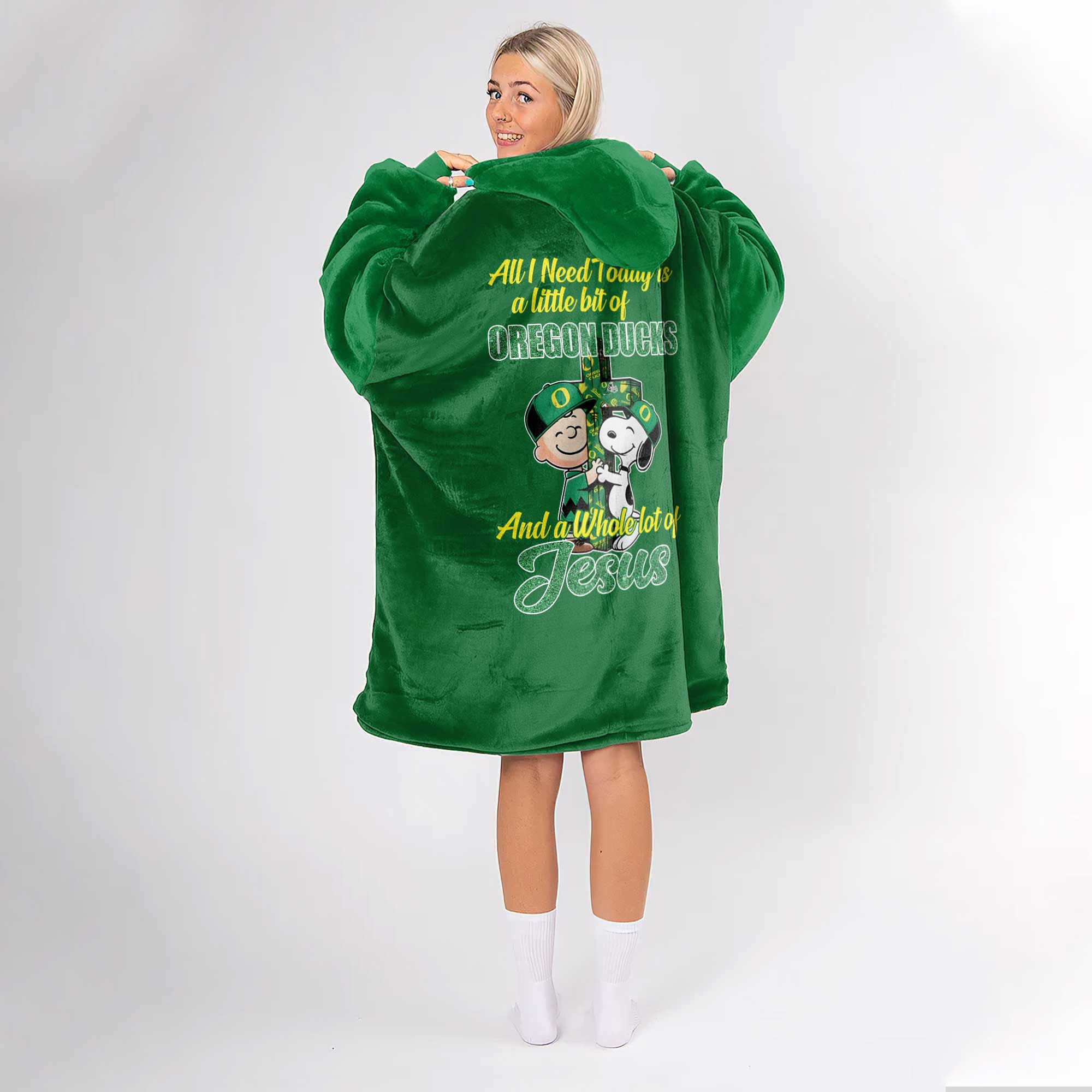 Adult Oregon Football Unisex Blanket Hoodie