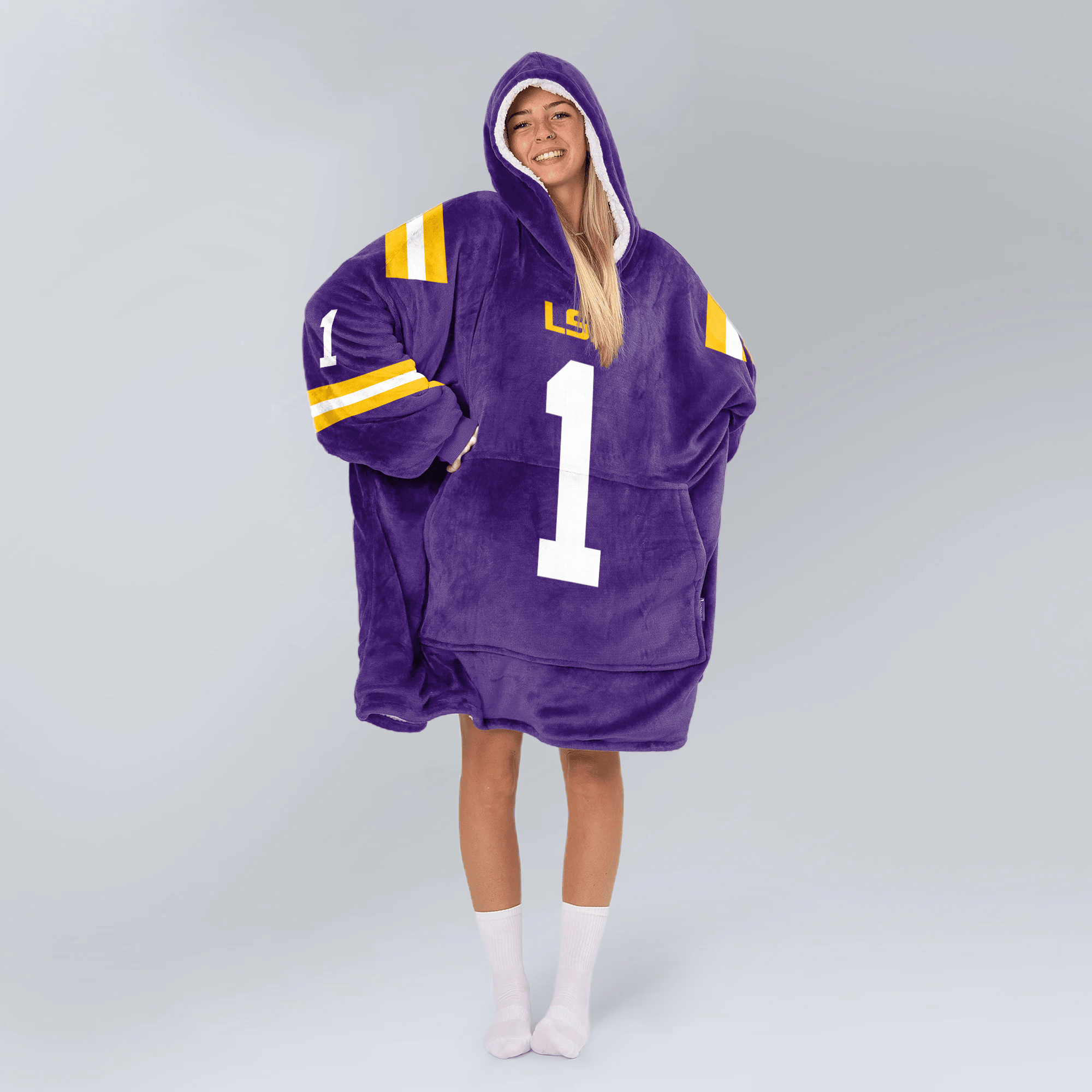 Adult J.C 1 LSU Football Unisex Blanket Hoodie