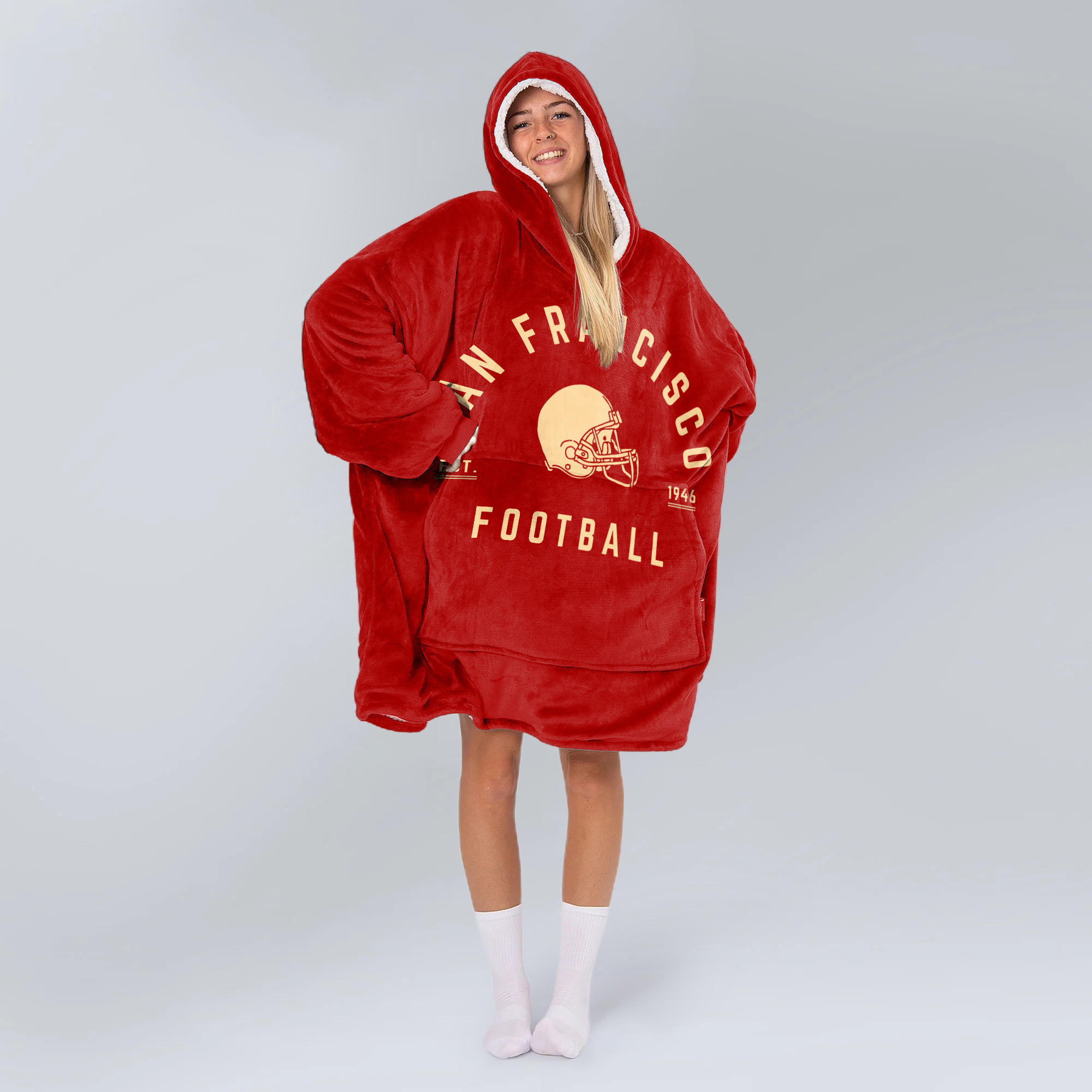 Adult San Francisco 49ers Football Unisex Blanket Hoodie