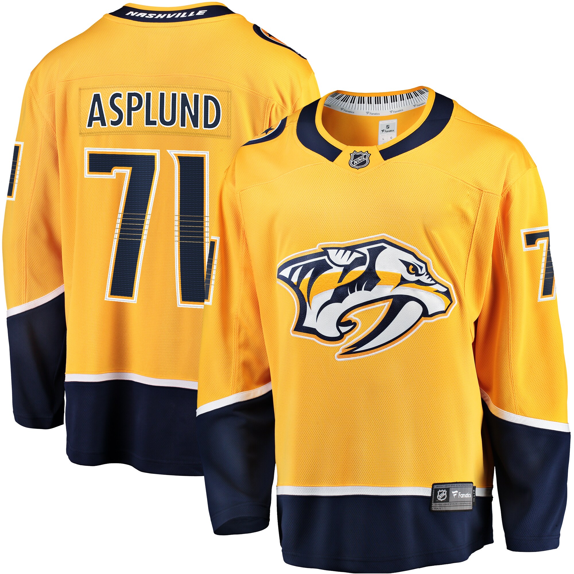 Rasmus Asplund Nashville Predators Home Breakaway Jersey - Gold