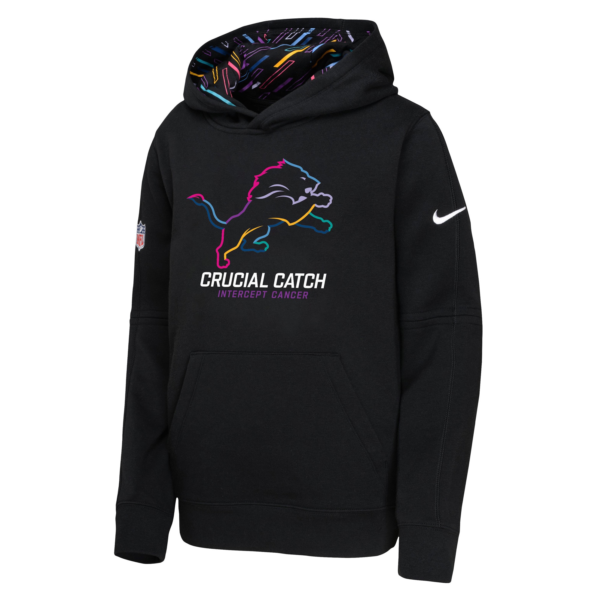Detroit Lions Youth 2024 NFL Crucial Catch Pullover Hoodie - Black