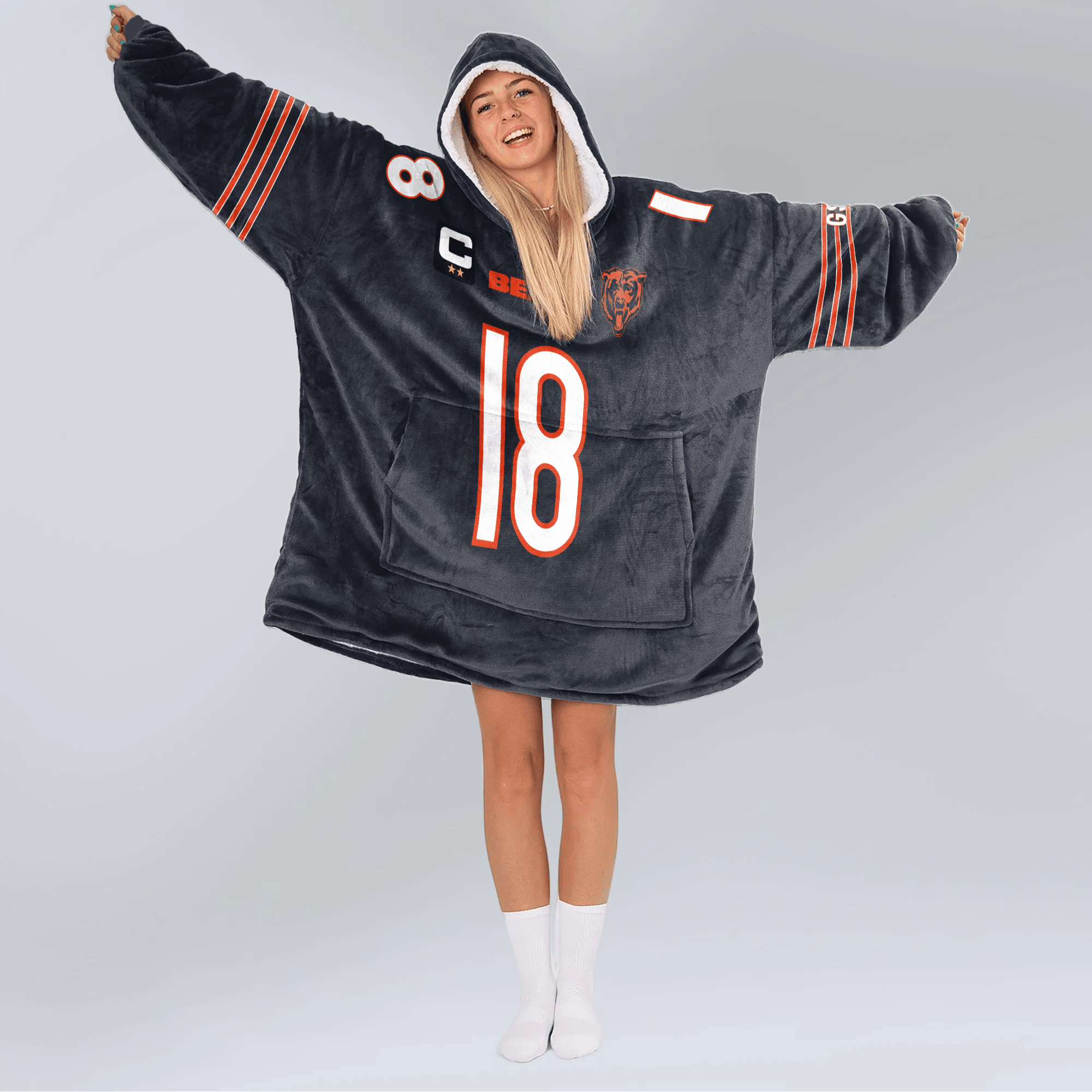 Adult C.W 18 Captain Chicago Football Unisex Blanket Hoodie
