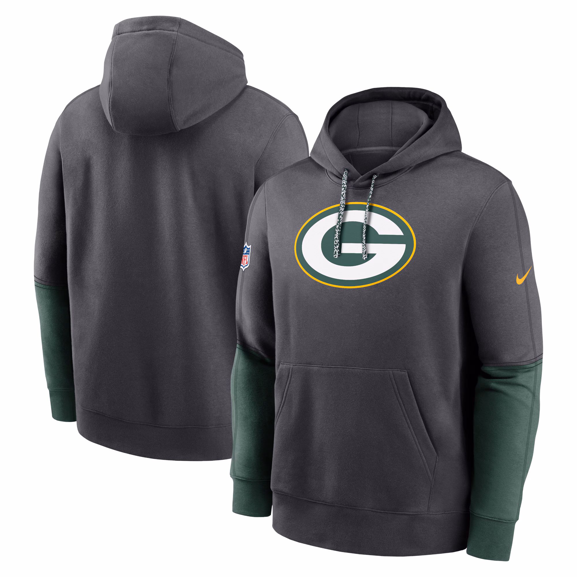 Green Bay Packers 2024 Sideline Club Pullover Hoodie - Anthracite