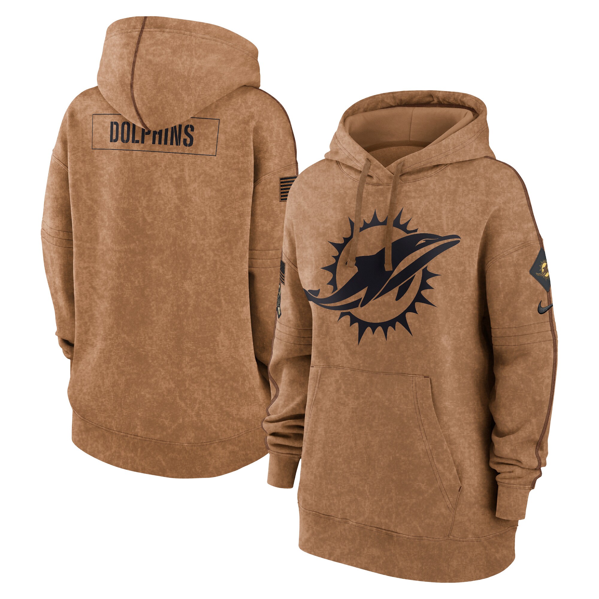 Miami Dolphins  Women's 2023 Salute to Service Pullover Hoodie - Brown