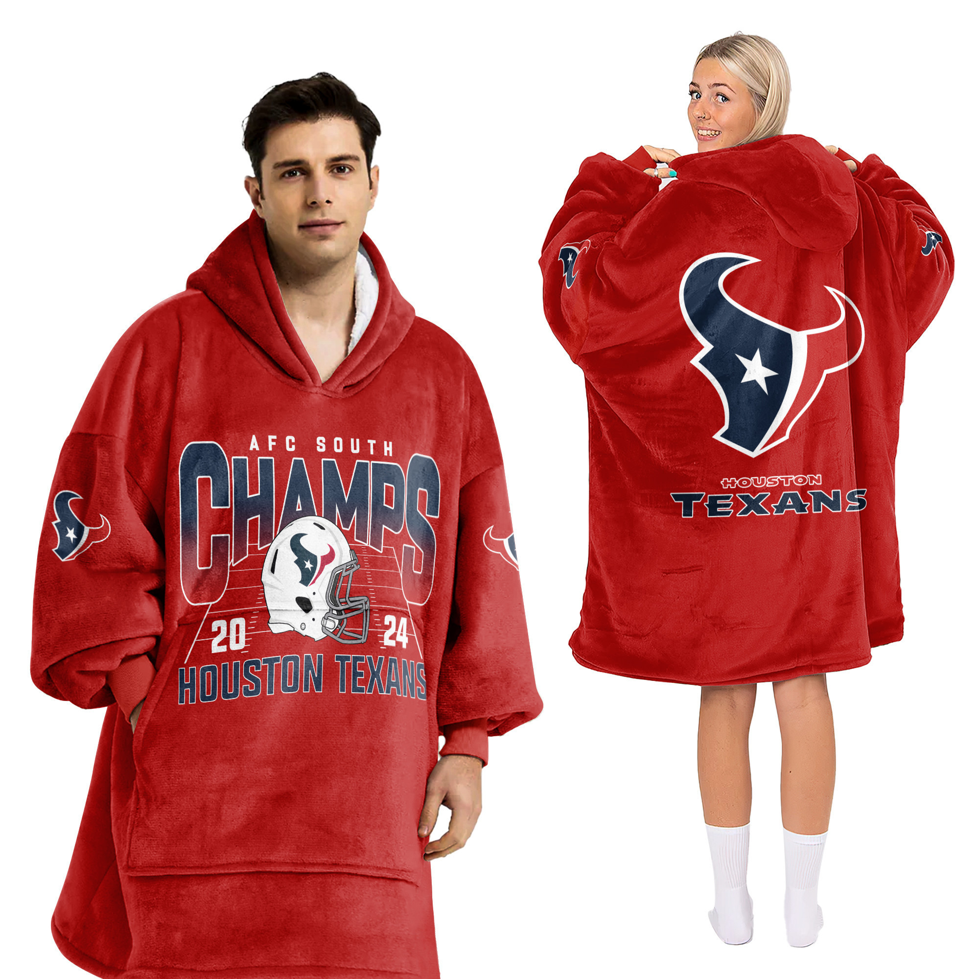 Adult Houston Football Unisex Blanket Hoodie