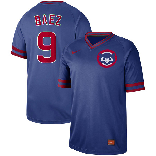 Men's  Chicago Cubs #9 Javier Baez Royal Cooperstown Collection Legend V-Neck MLB Jersey