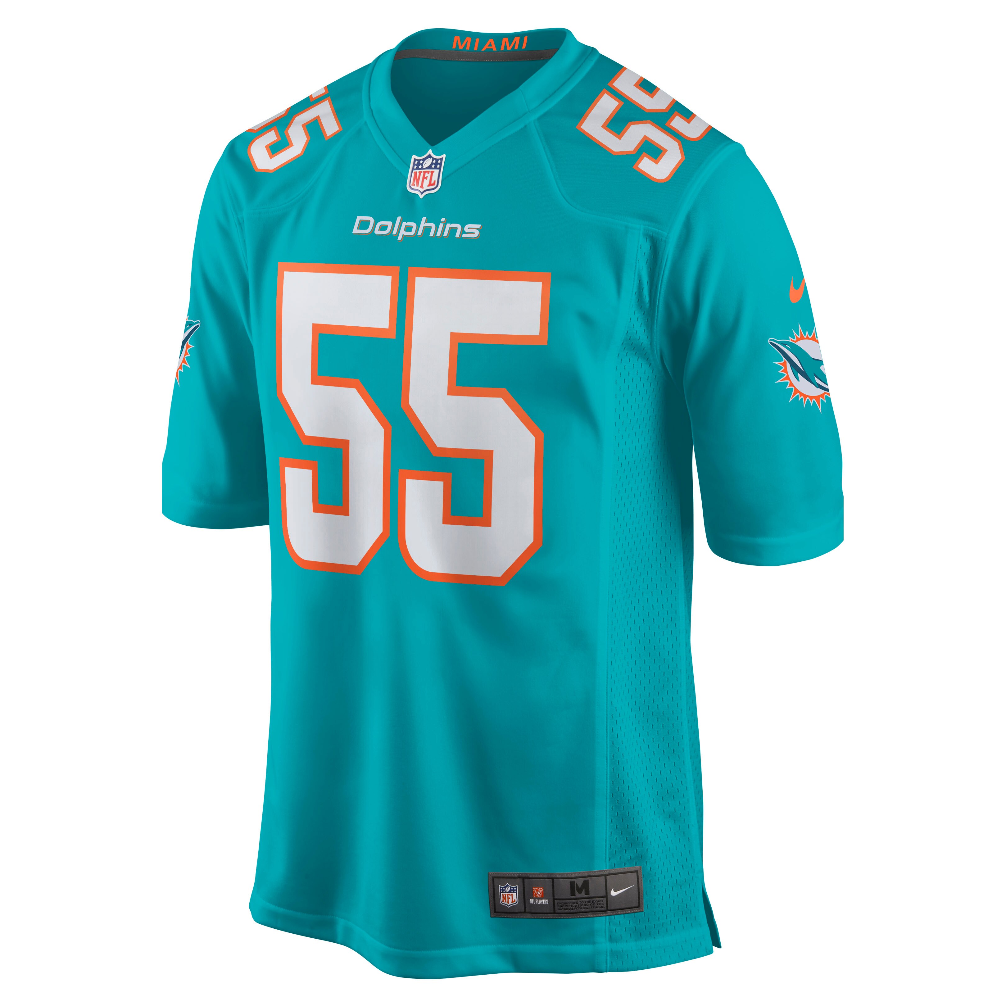 Jerome Baker Miami Dolphins  Game Jersey - Aqua
