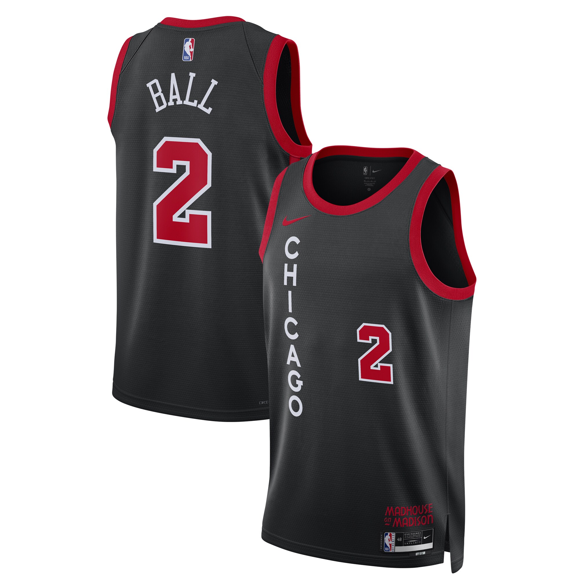 Unisex Chicago Bulls Lonzo Ball  Black 2023/24 Swingman Jersey - City Edition