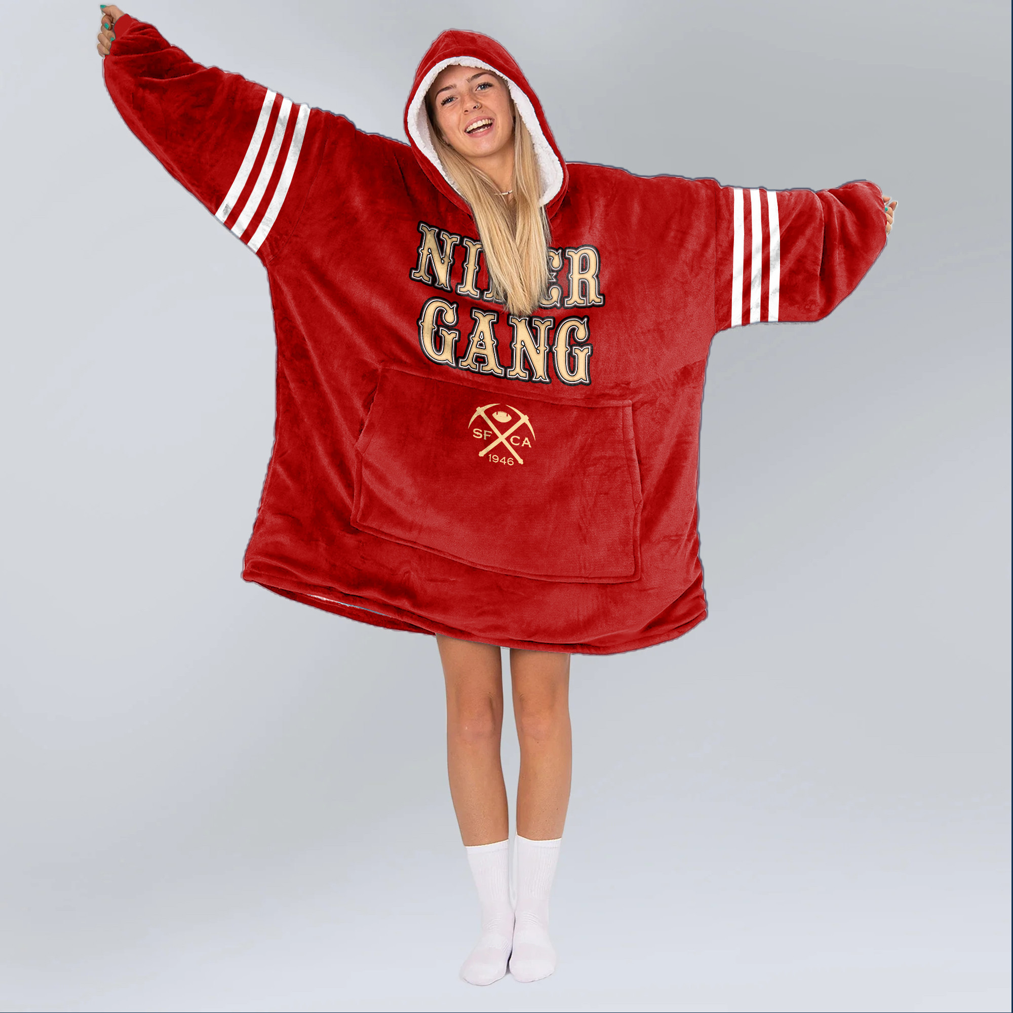 Adult 13 San Francisco 49ers Football Unisex Blanket Hoodie