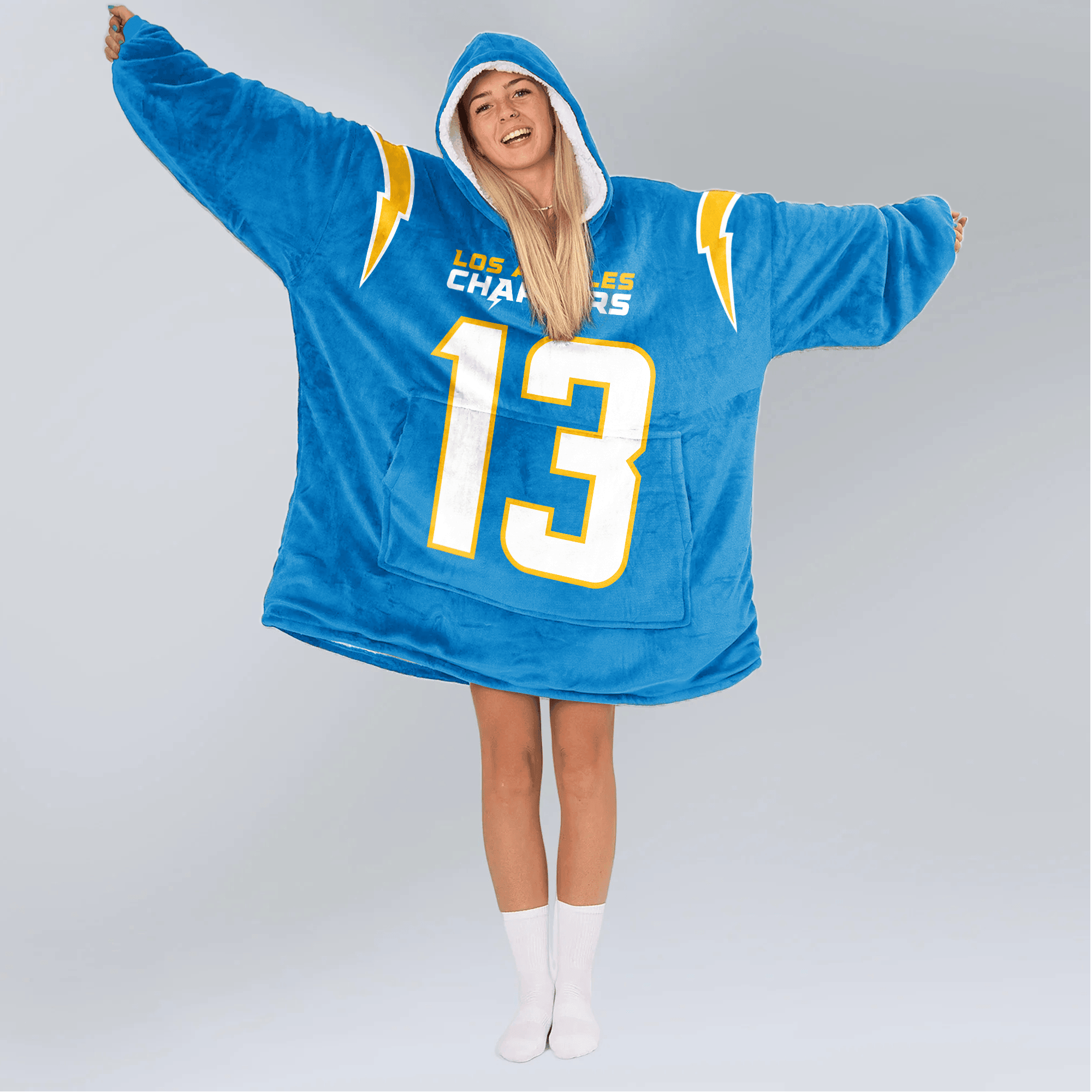 Adult 13 Los Angeles C Football Unisex Blanket Hoodie