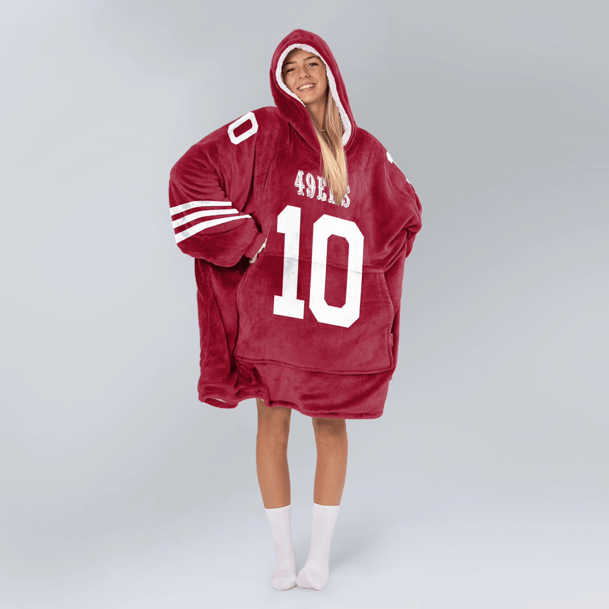 Adult M.J 10 San Francisco 49ers Football Unisex Blanket Hoodie