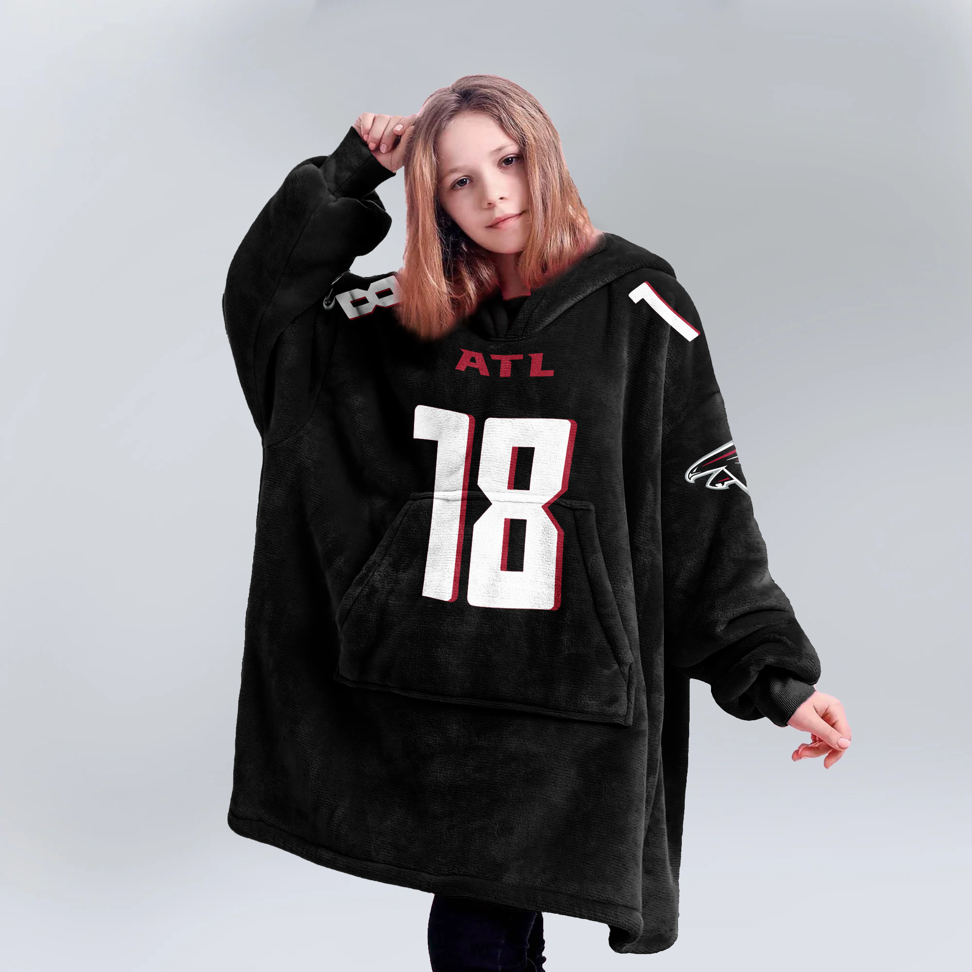 Adult K.C 18 Atlanta Football Unisex Blanket Hoodie