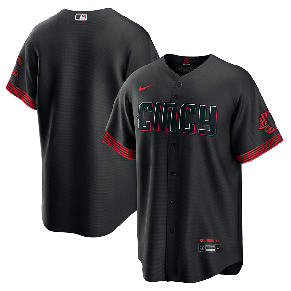 Men's Cincinnati Reds  Black 2023 City Connect Cool Base Jersey