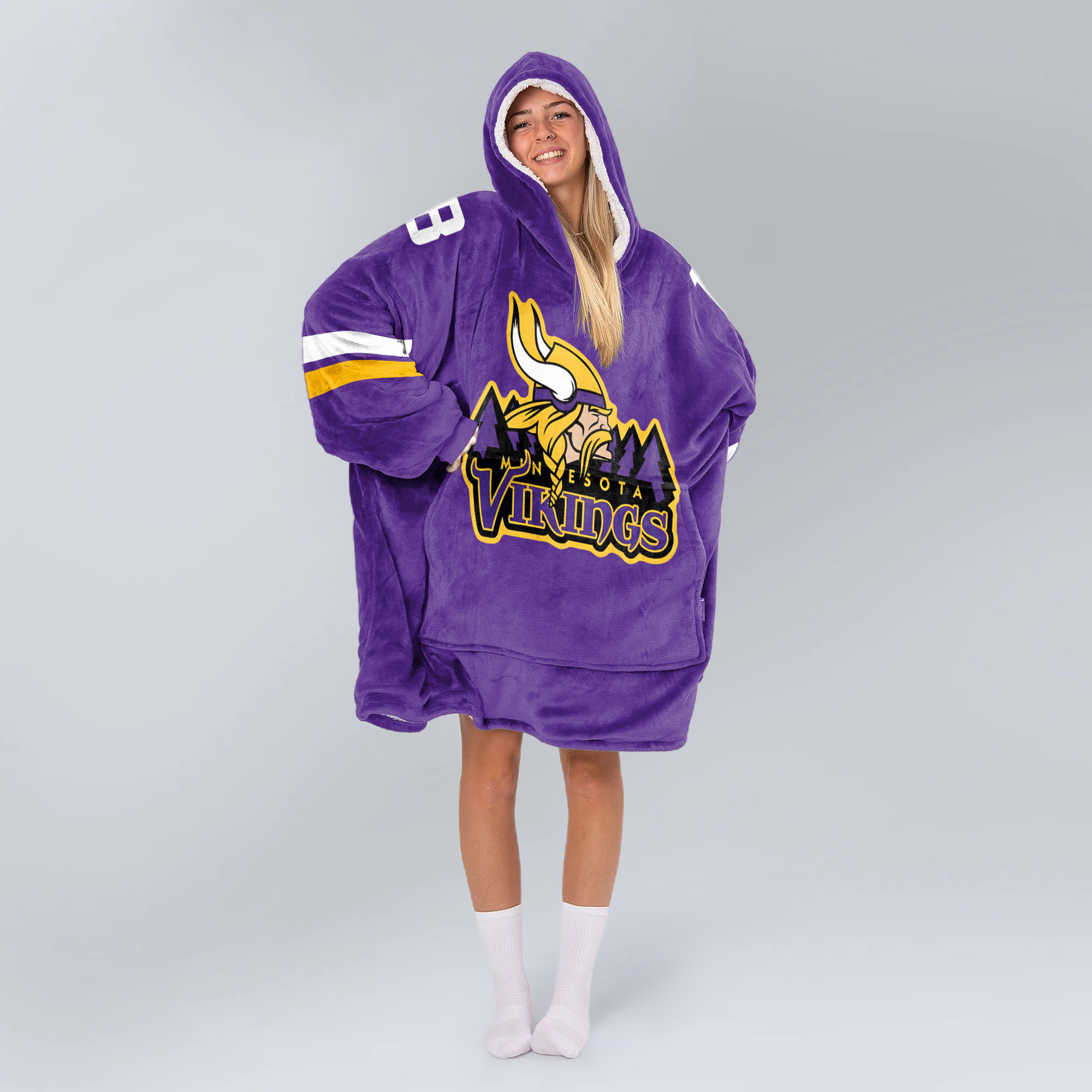 Adult 18 Minnesota Football Unisex Blanket Hoodie