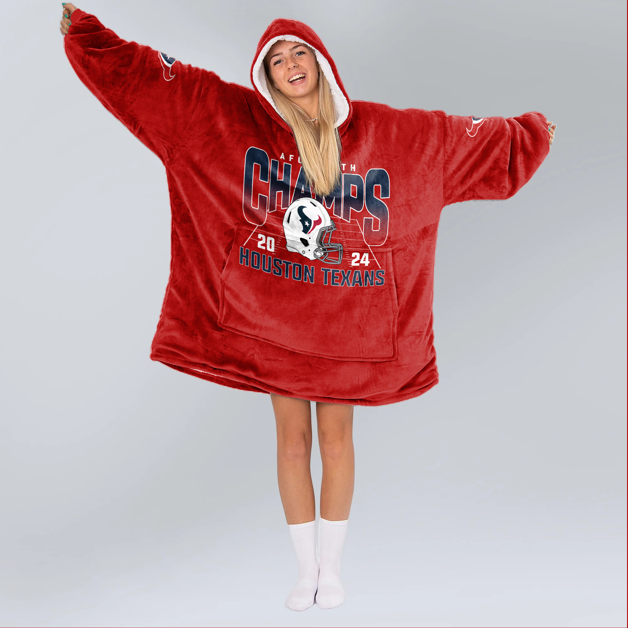 Adult Houston Football Unisex Blanket Hoodie