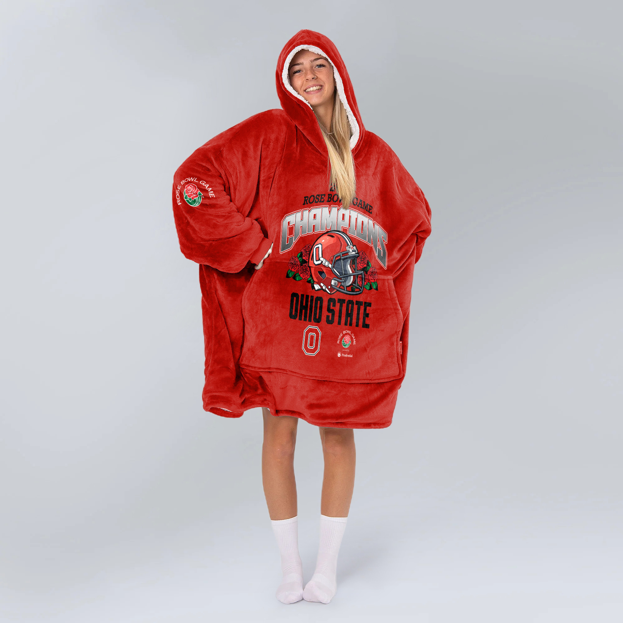 Adult Champions Ohio State Football Unisex Blanket Hoodie