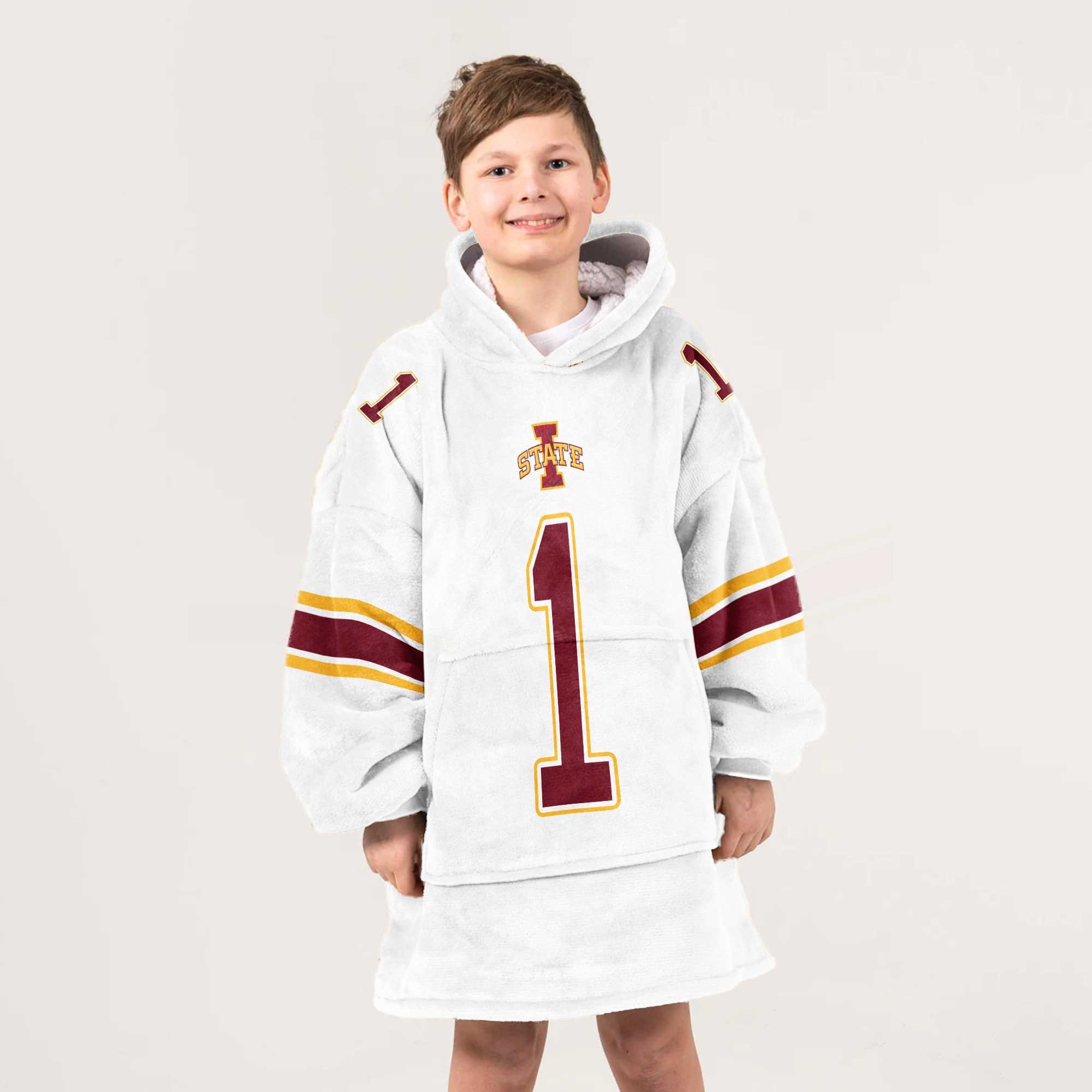 Adult #1 Iowa State Football Unisex Blanket Hoodie