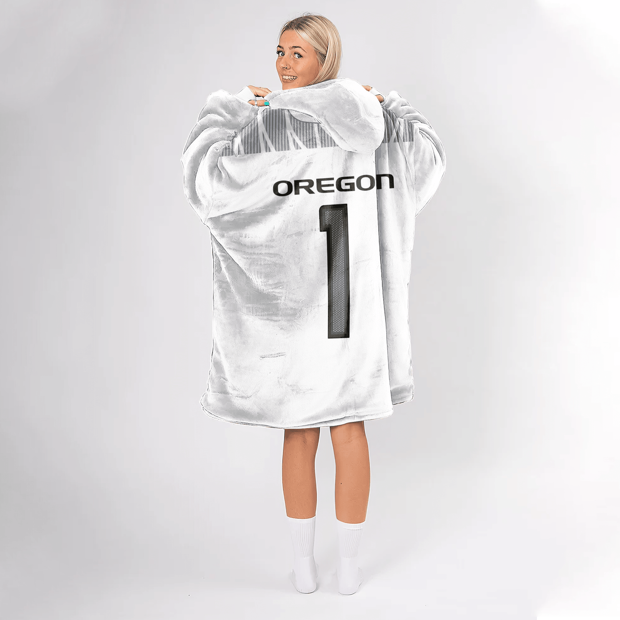 Adult #1 Oregon Football Unisex Blanket Hoodie