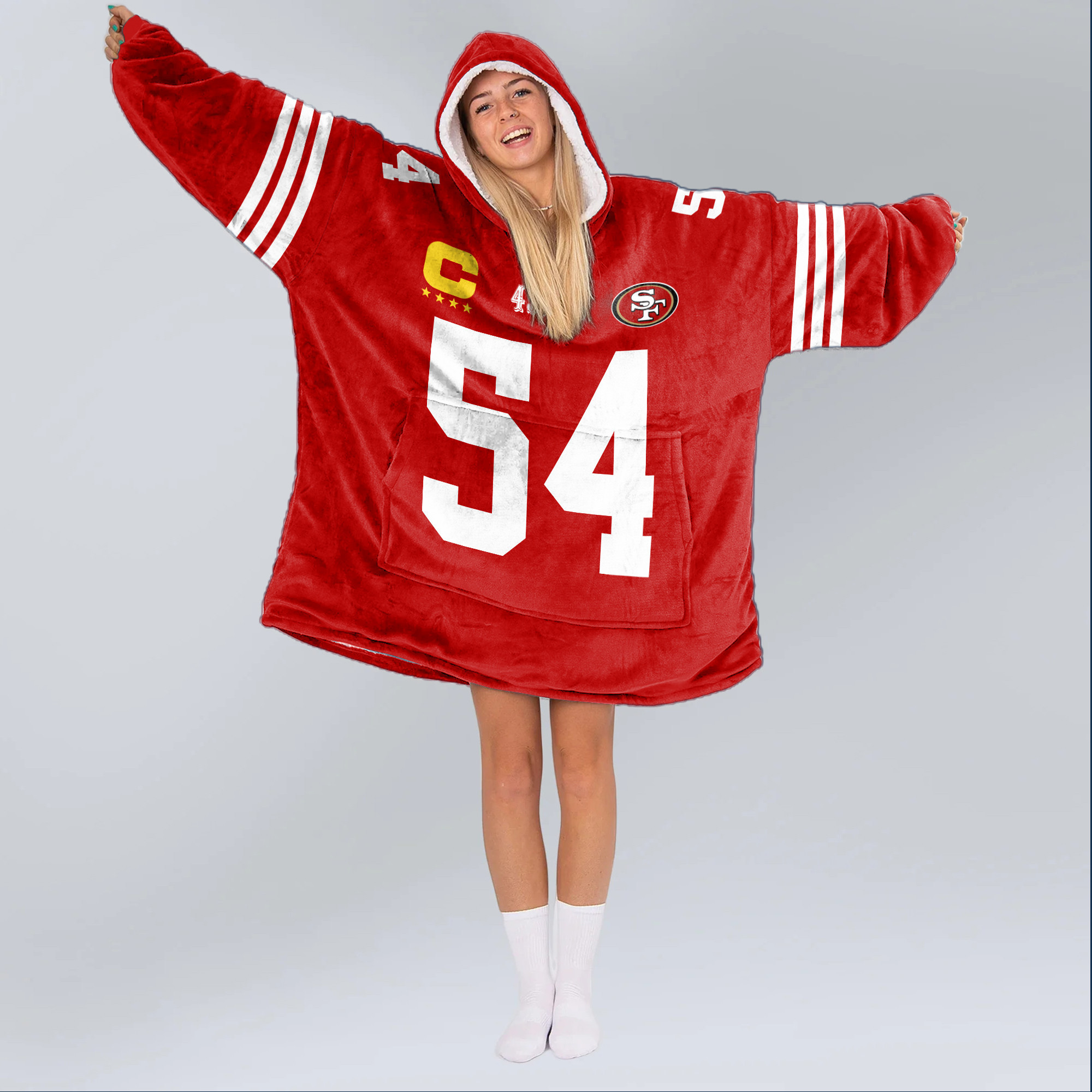 Adult Captain 54 San Francisco 49ers Football Unisex Blanket Hoodie