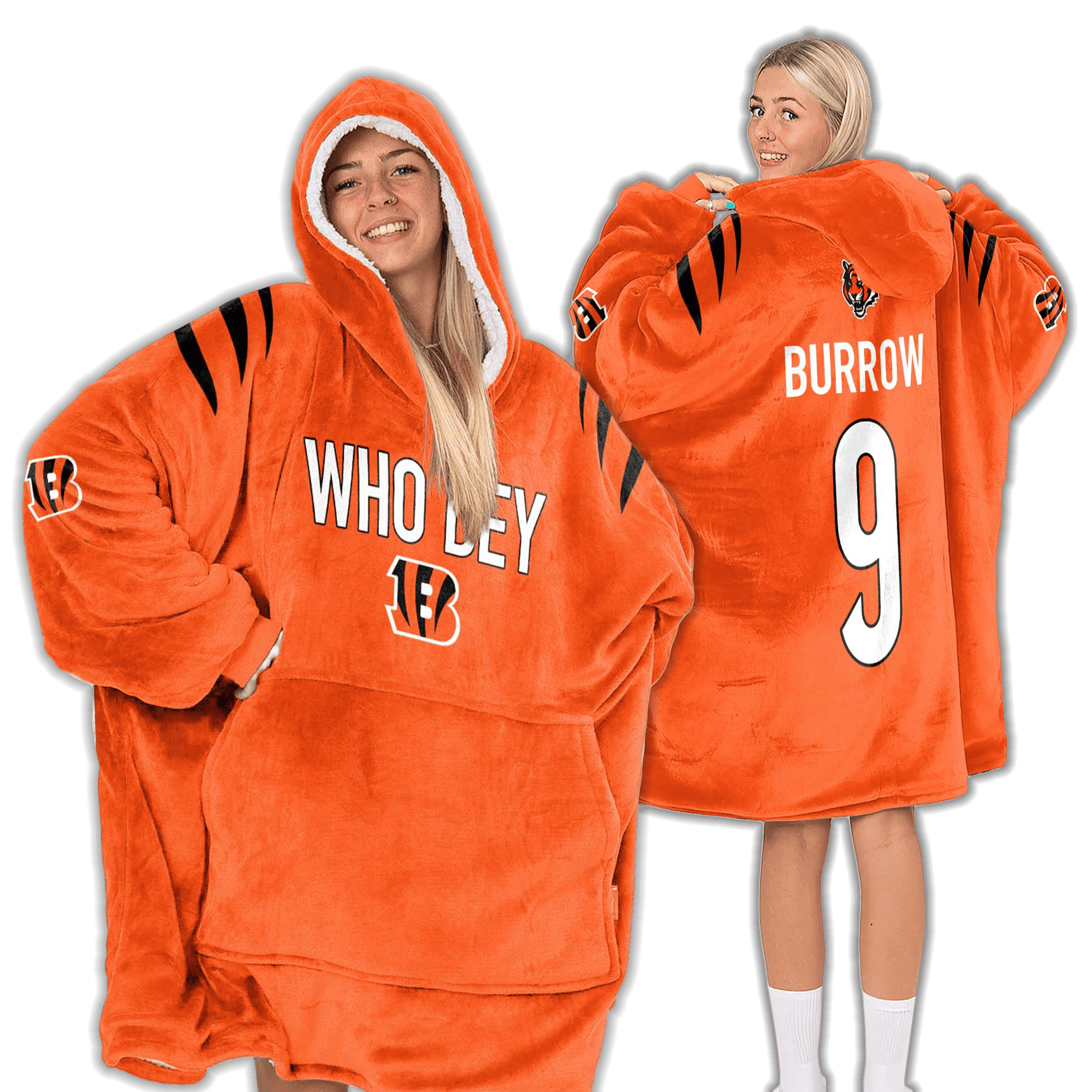 Adult Who Dey 9 Cincinnati Football Unisex Blanket Hoodie