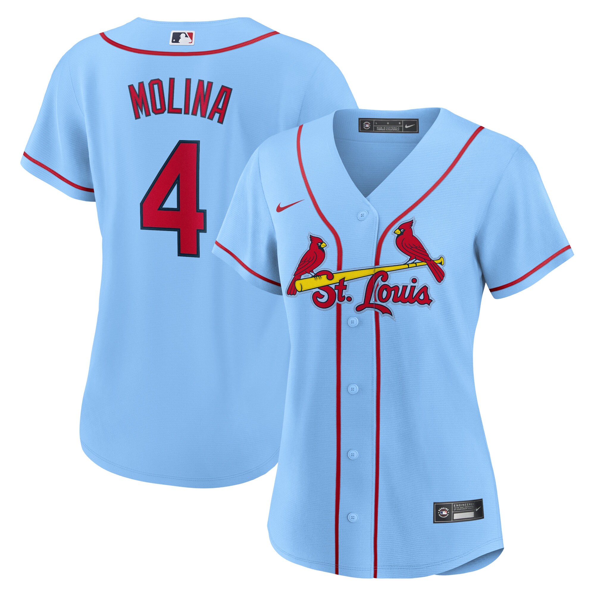Yadier Molina St.Louis Cardinals  Women's Alternate Replica Player Jersey - Light Blue