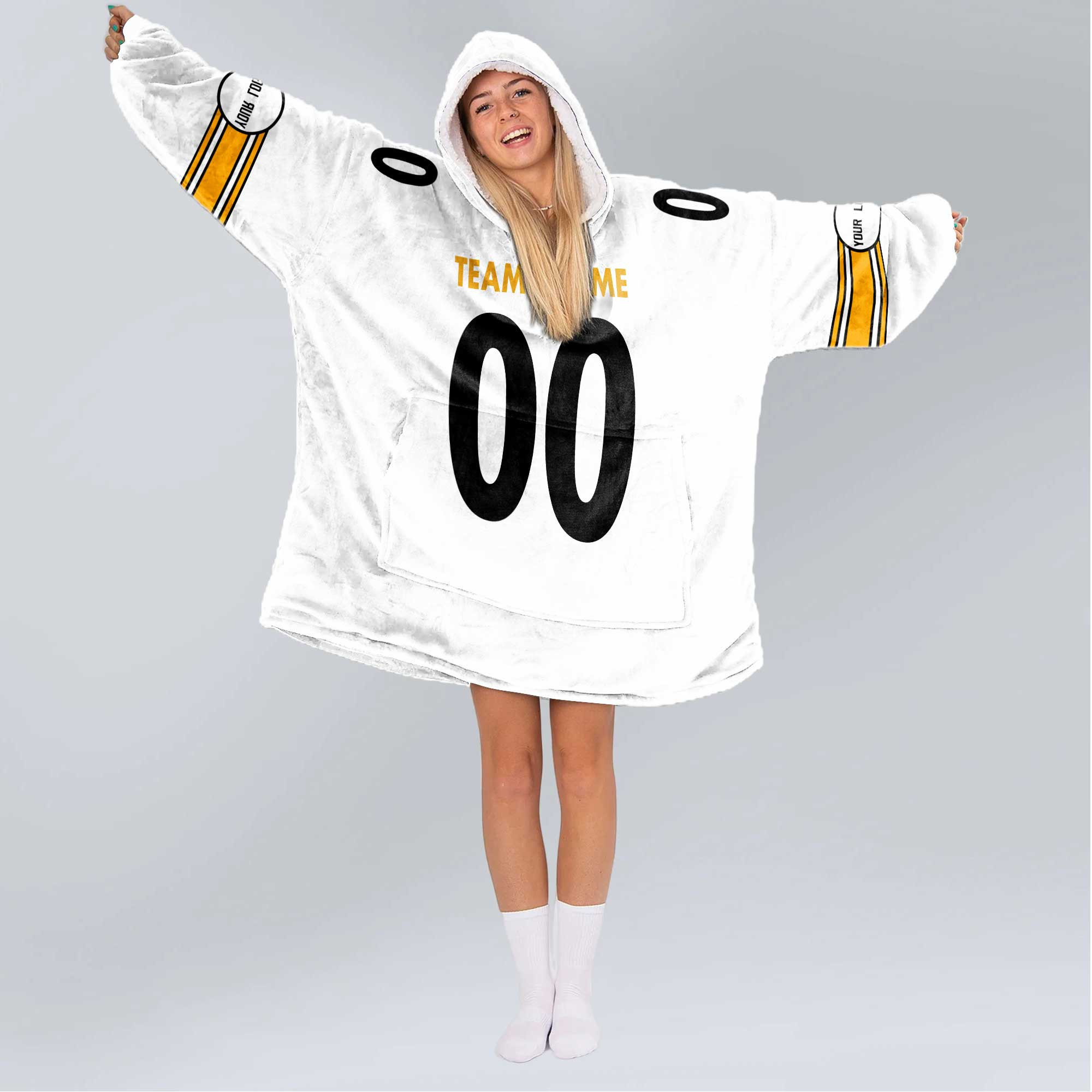 Adult Custom Blanket Hoodie Pittsburgh Inspired Color