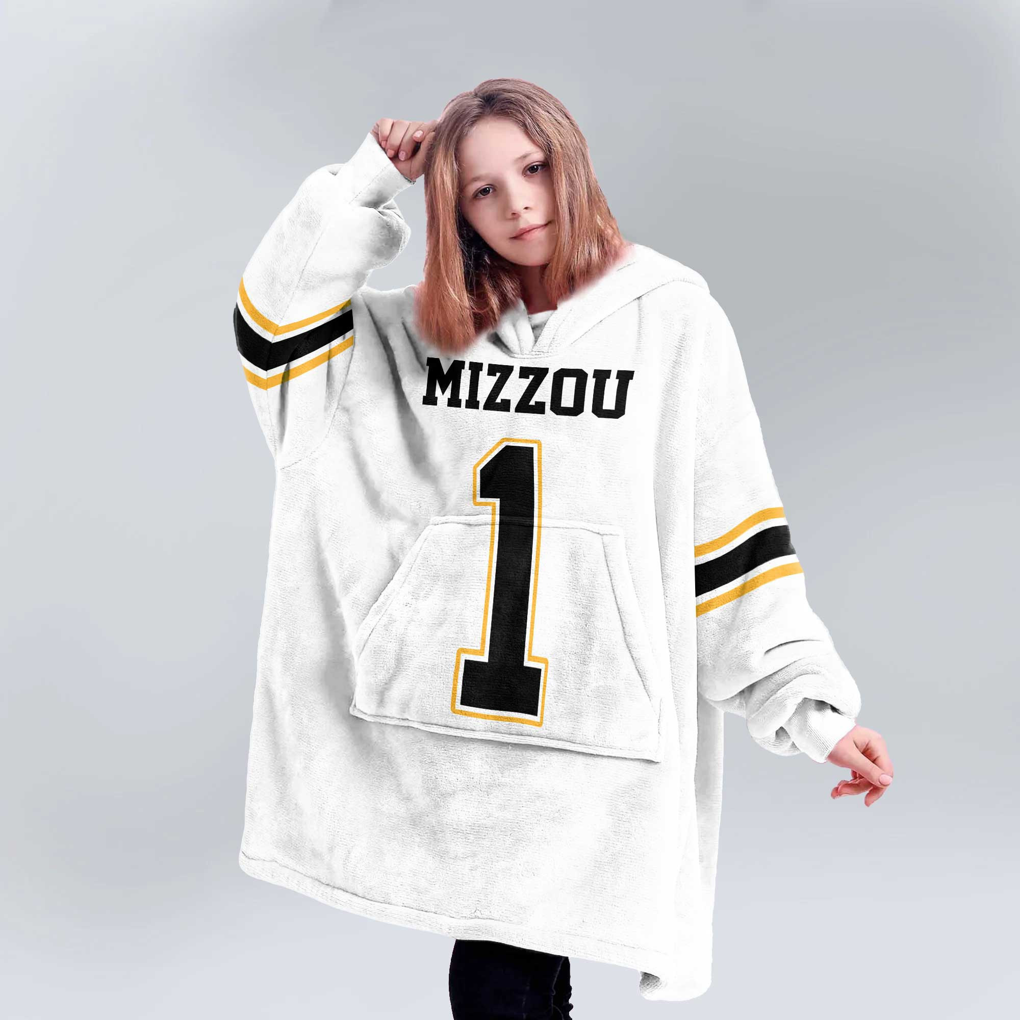 Kid 1 Missouri Football Unisex Blanket Hoodie