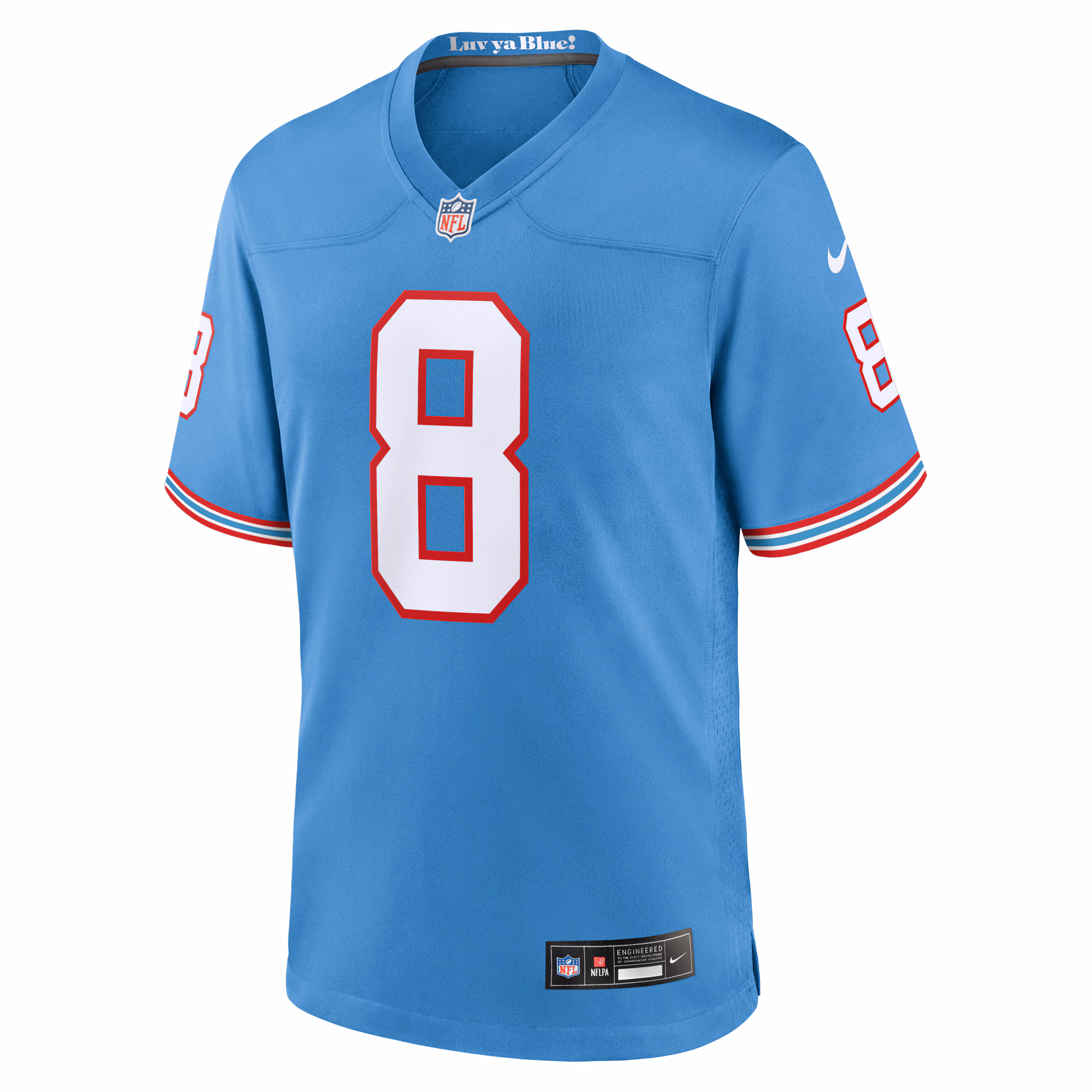 Will Levis Tennessee Titans Oilers Throwback Player Game Jersey - Light Blue