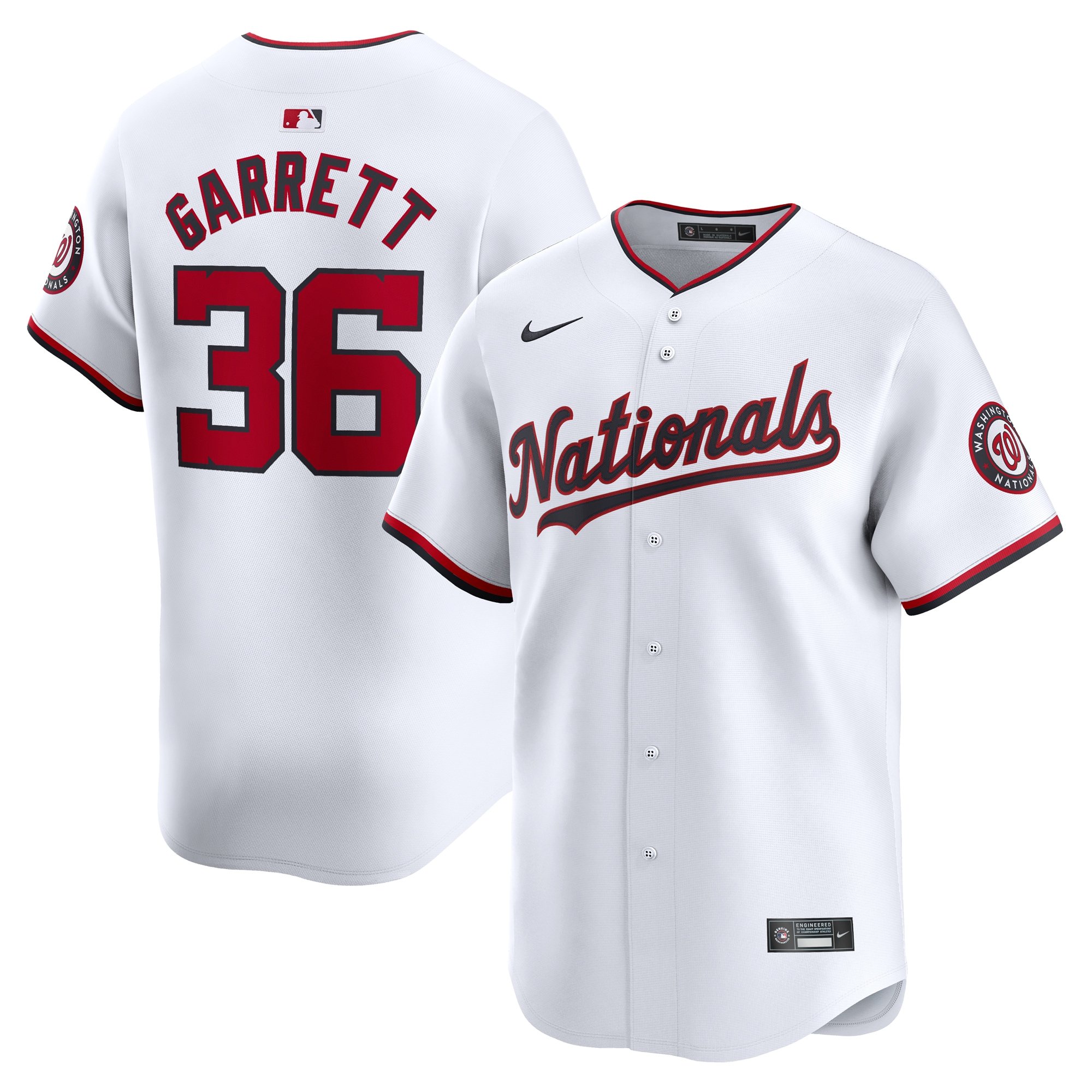 Men's Washington Nationals Stone Garrett  White Home Limited Player Jersey