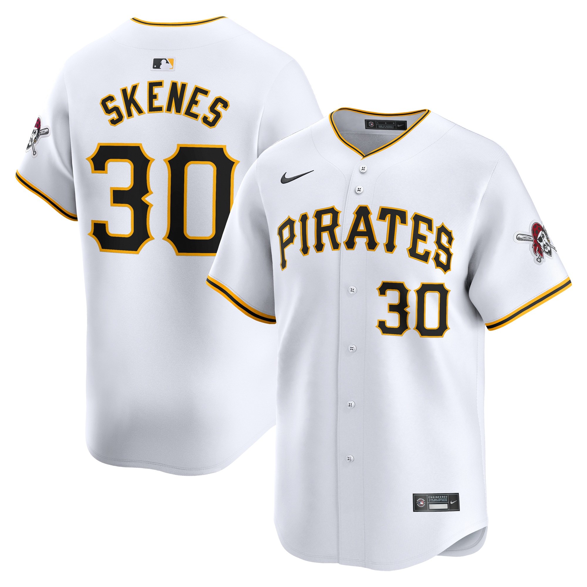Men's Pittsburgh Pirates Paul Skenes  White Home Limited Player Jersey