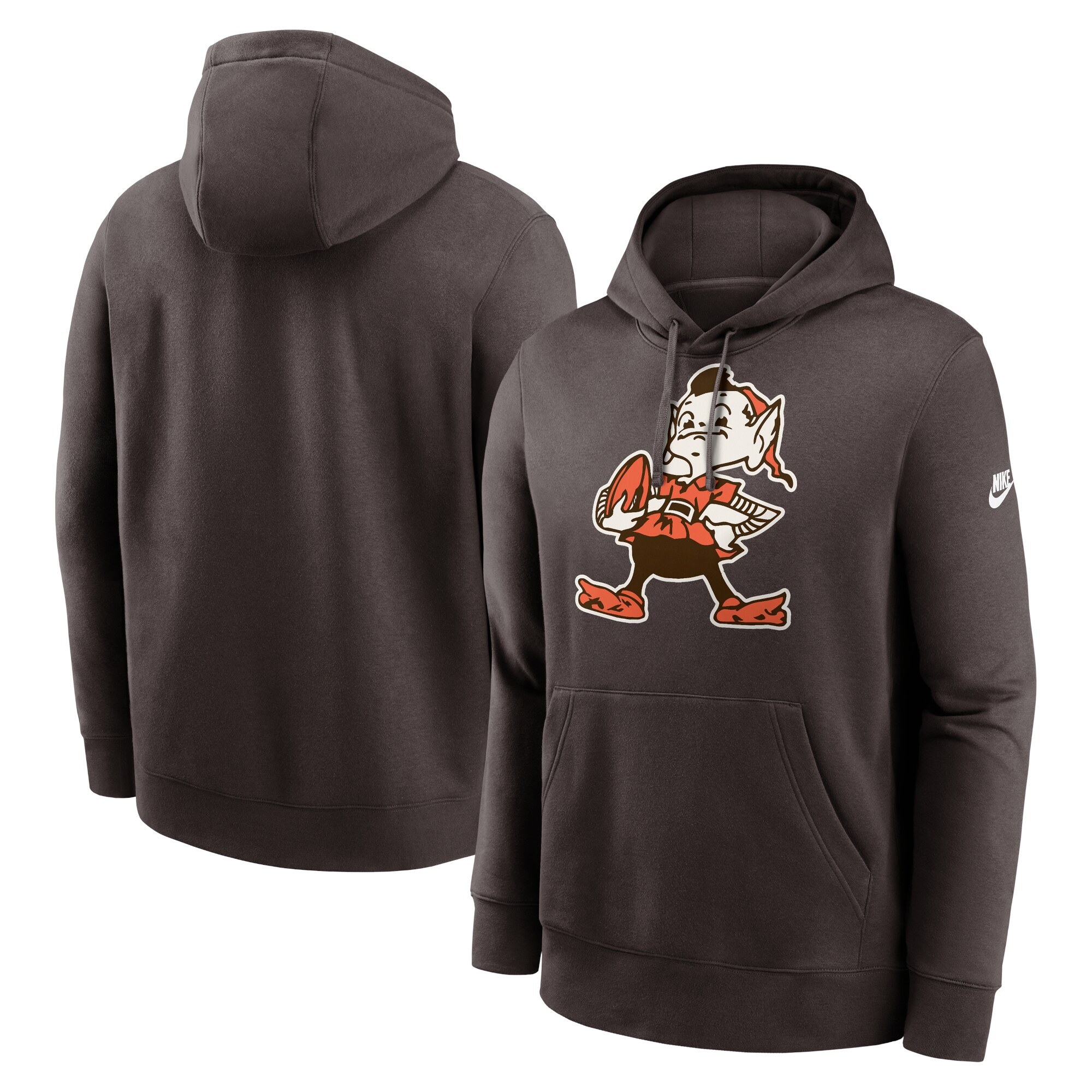 Cleveland Browns Rewind Club Logo Pullover Hoodie - Heather Gray
