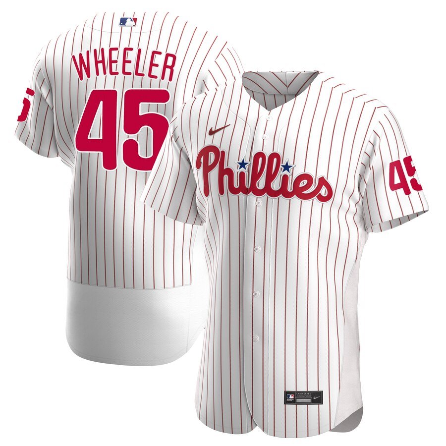 Men's  Philadelphia Phillies #45 Zack Wheeler White Home 2020 Player MLB Jersey