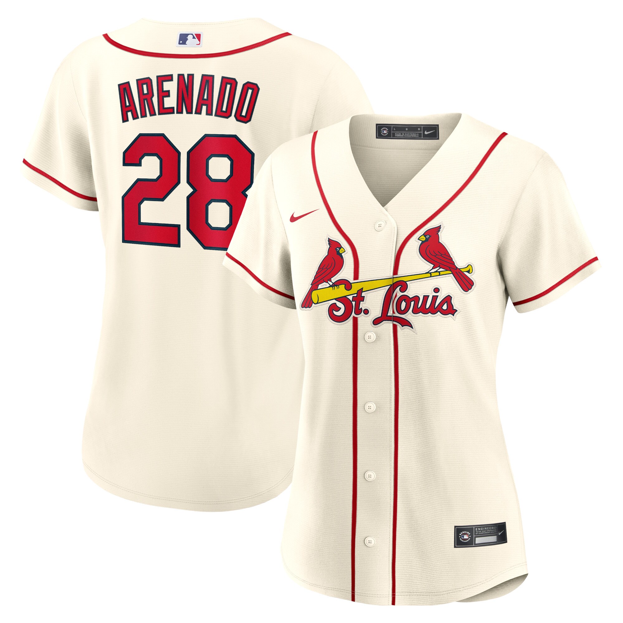 Nolan Arenado St.Louis Cardinals  Women's Alternate Replica Player Jersey - Cream