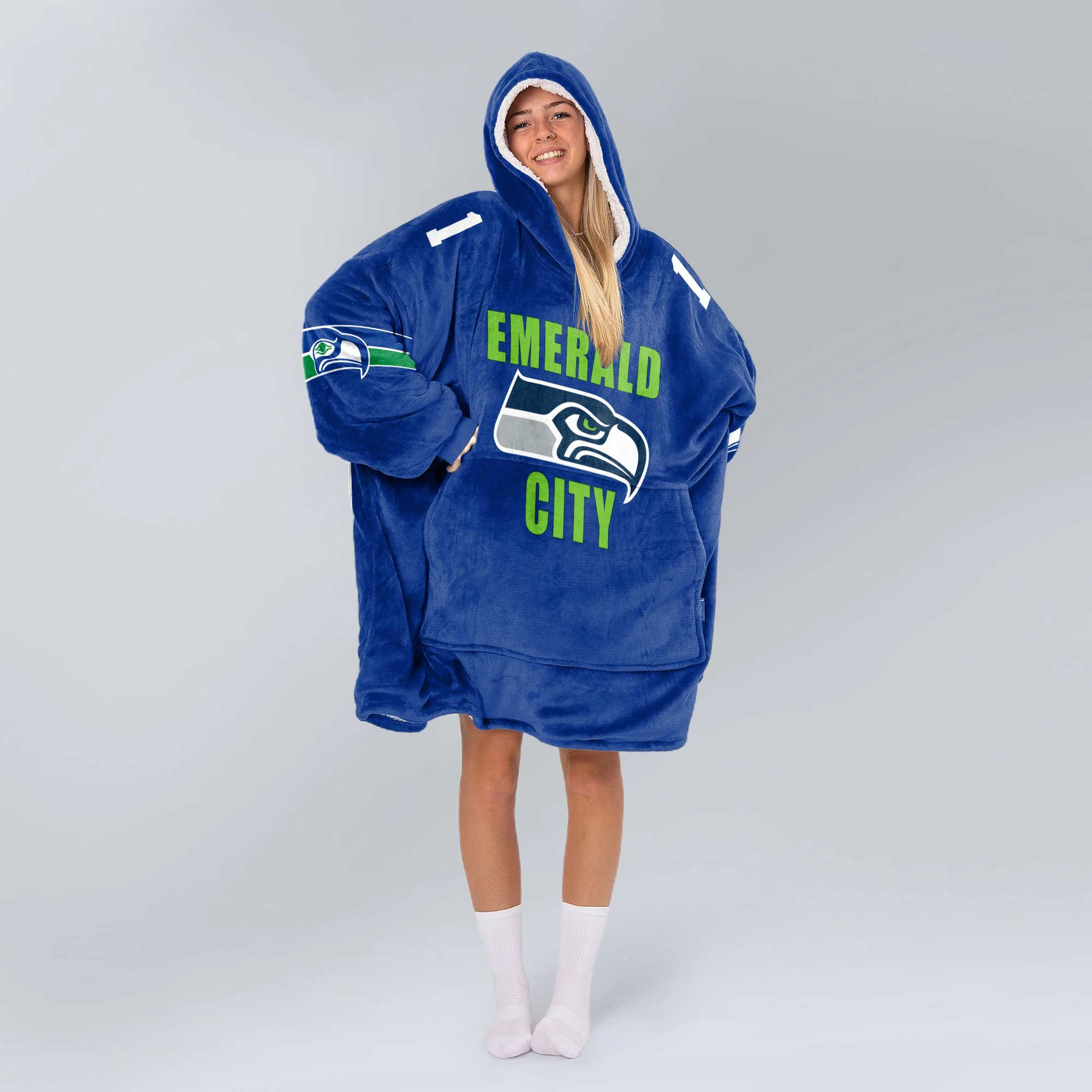 Adult Emerald City 11 Seattle Football Unisex Blanket Hoodie
