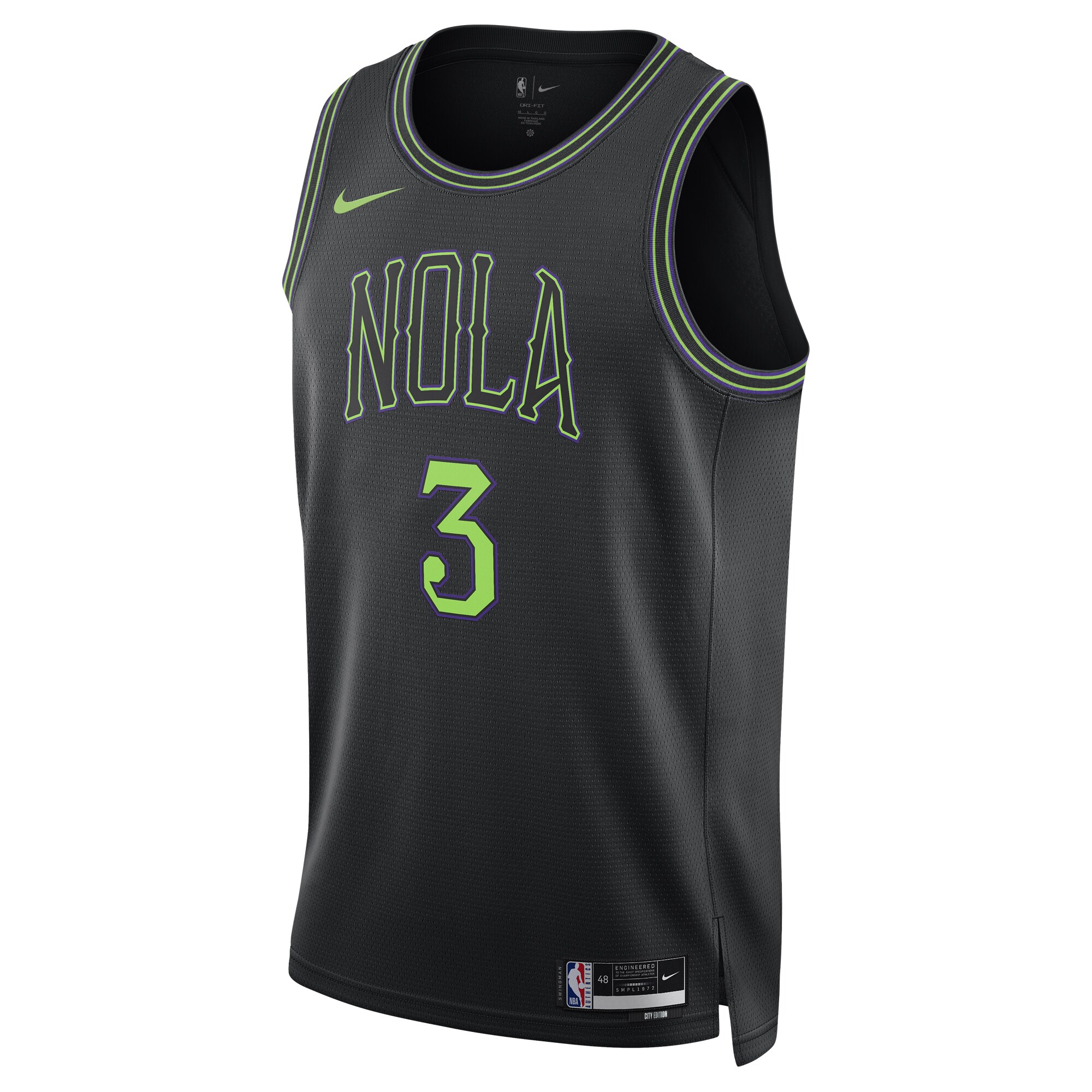 Unisex New Orleans Pelicans CJ McCollum  Black 2023/24 Swingman Jersey - City Edition