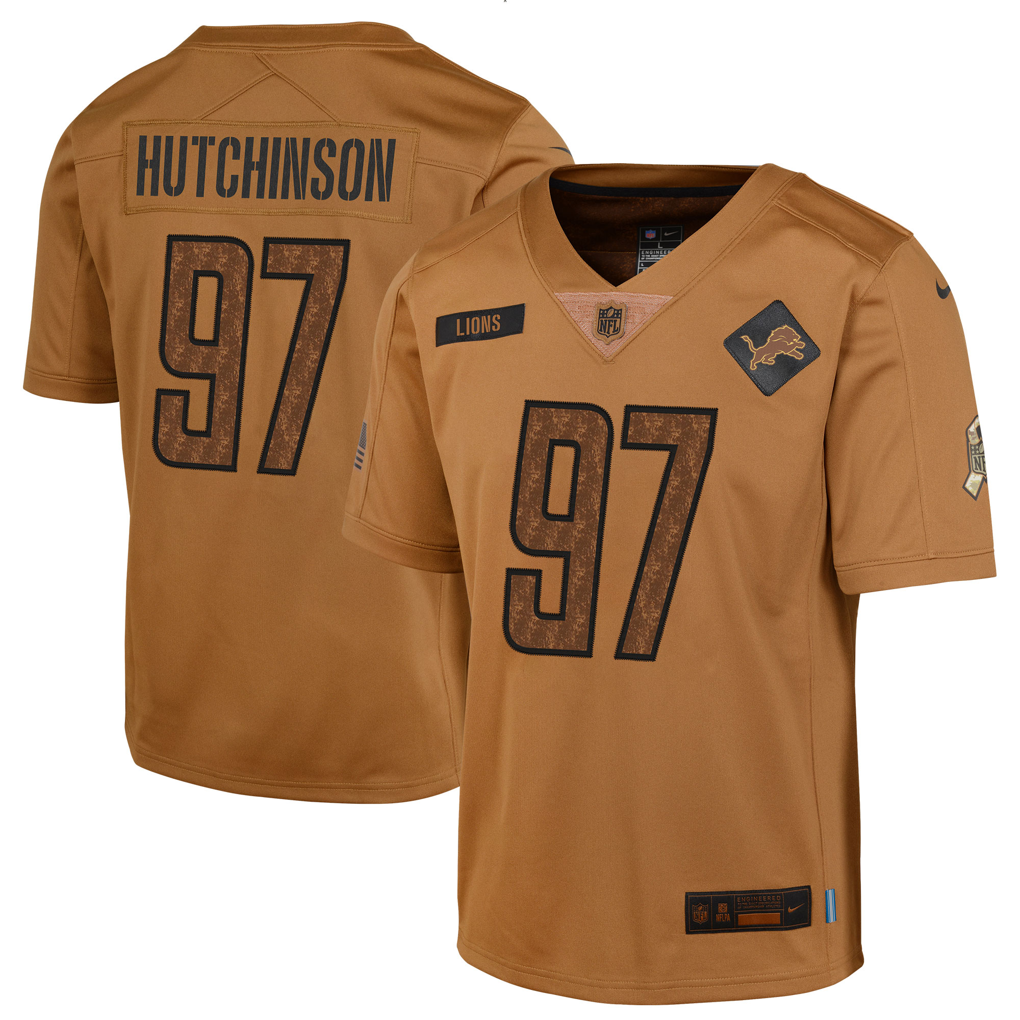 Aidan Hutchinson Detroit Lions  Youth 2023 Salute To Service Limited Jersey - Brown