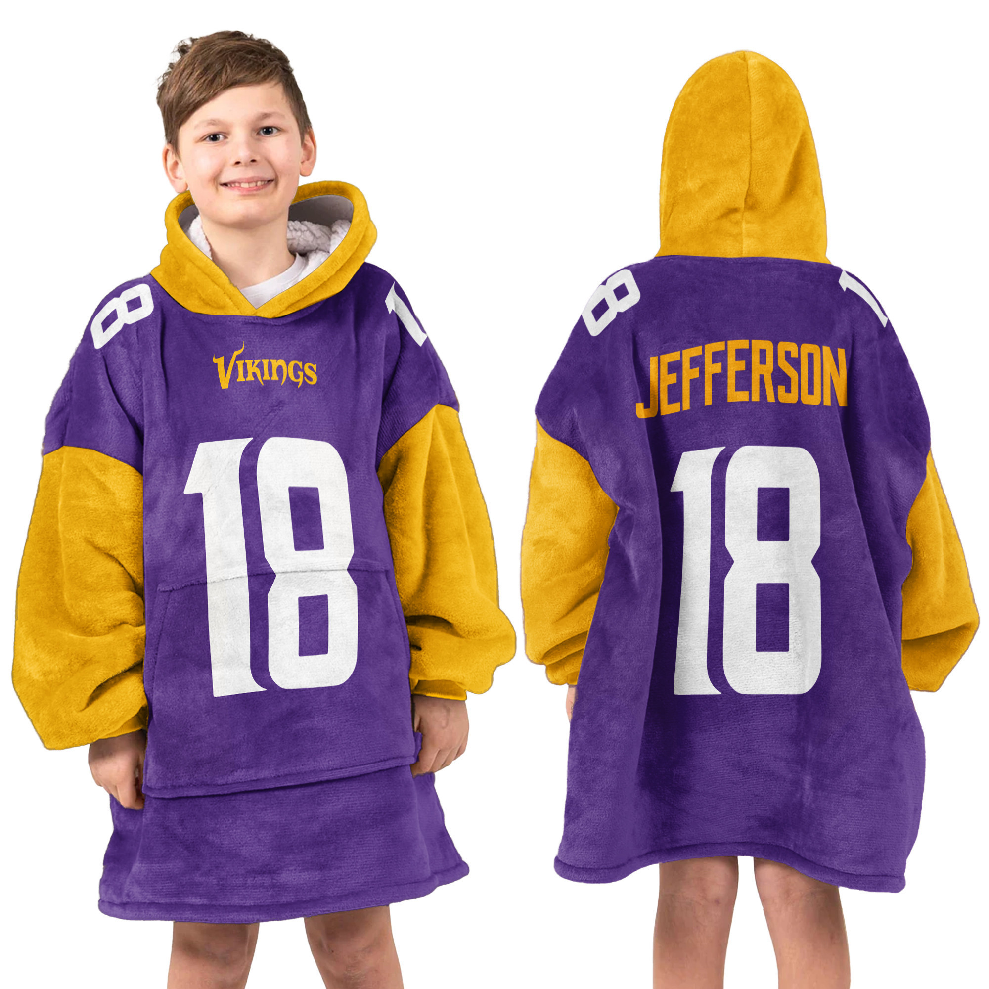 Adult JJ 18 Minnesota Football Unisex Blanket Hoodie