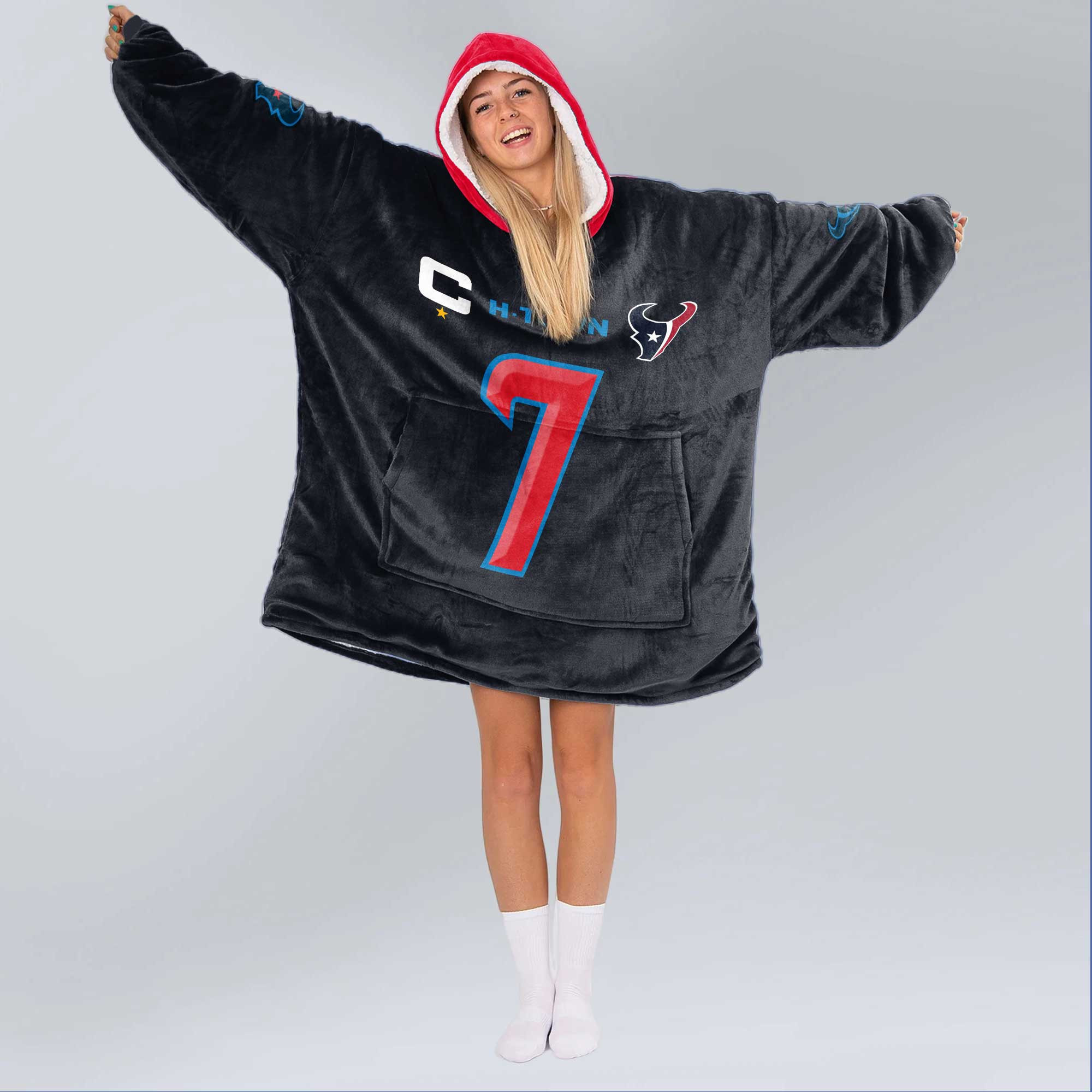 Adult Captain C.S 7 Houston Football Unisex Blanket Hoodie