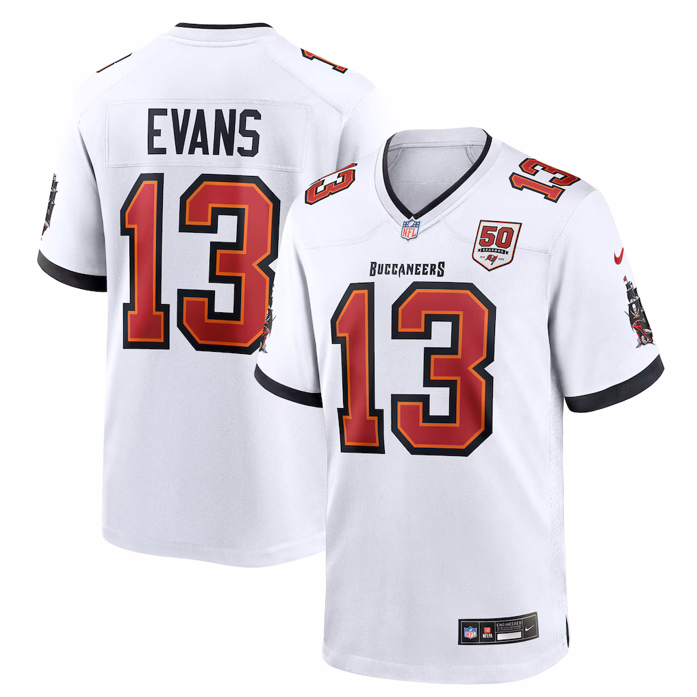 Mike Evans #13 Tampa Bay Buccaneers 50th Season White Game Jersey - White