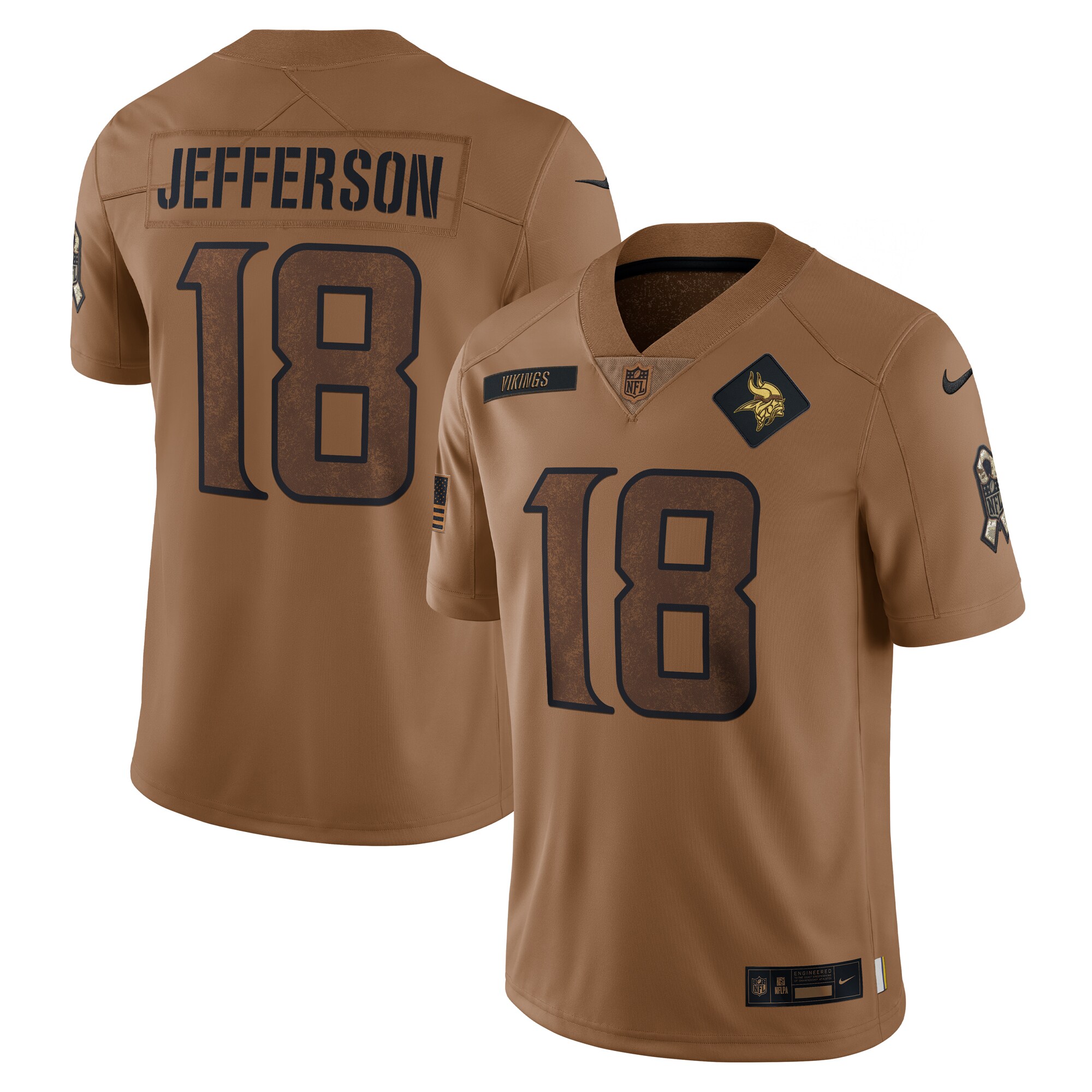 Justin Jefferson Minnesota Vikings  2023 Salute To Service Limited Jersey - Brown