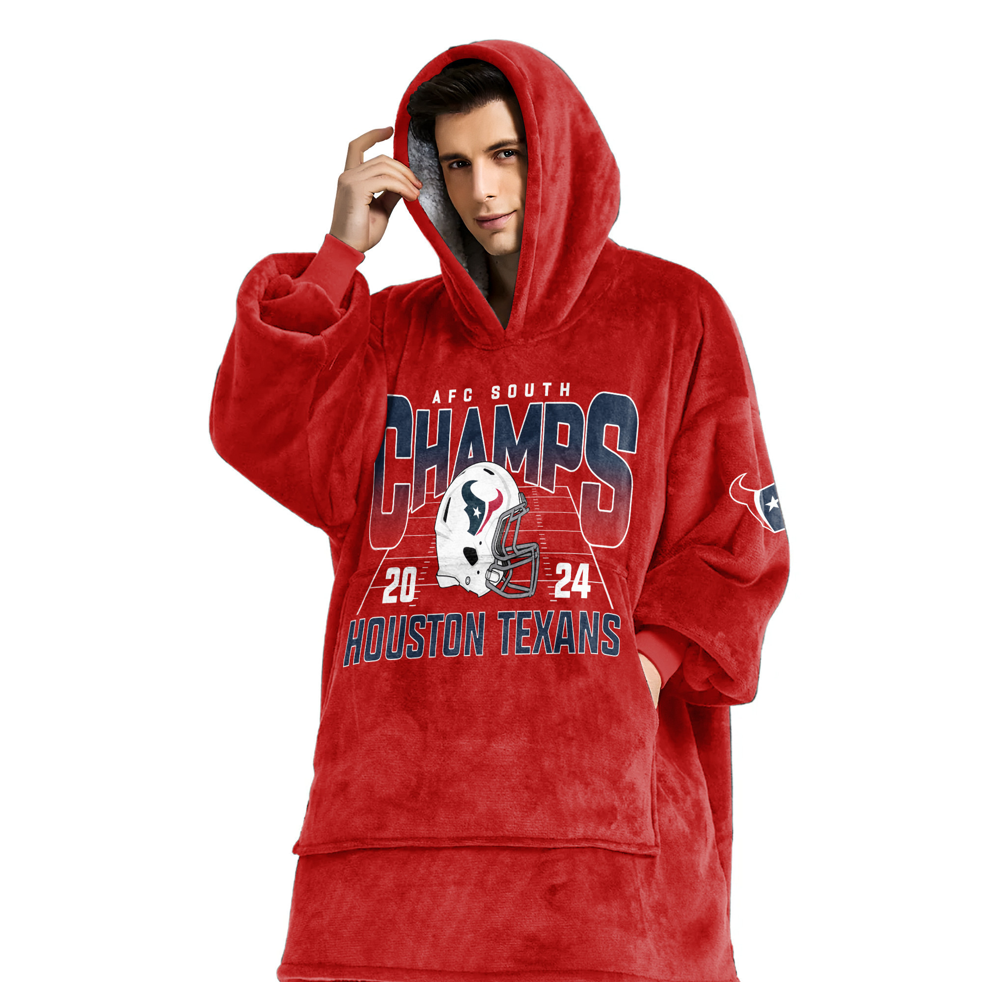 Adult Houston Football Unisex Blanket Hoodie